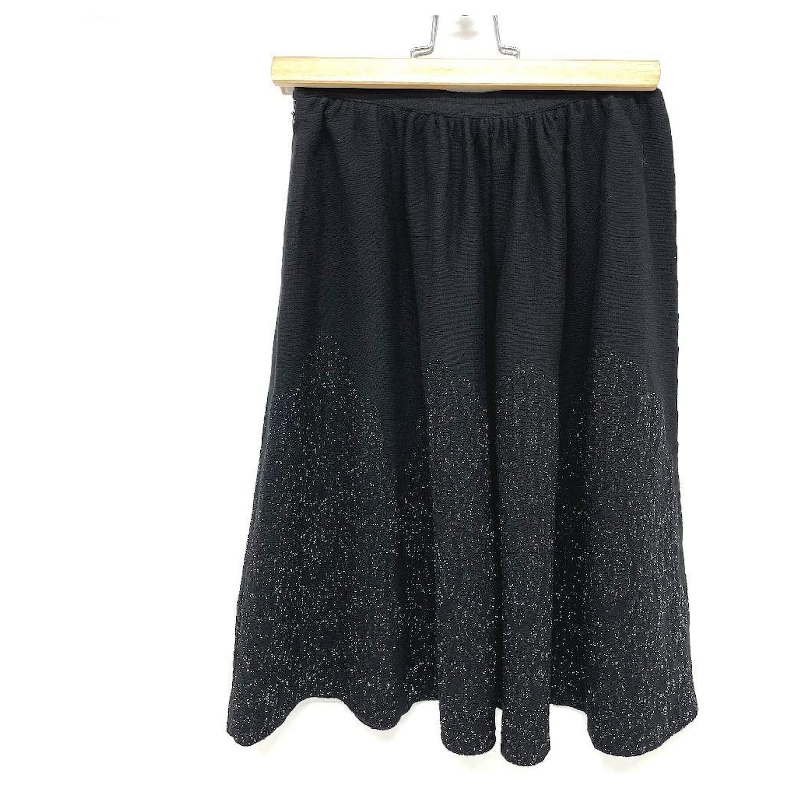 Chanel CHANEL 06A lame knit flared skirt long sleeve knit top and bottom 2-piece  set setup Black Cashmere Polyester Wool Rayon ref.715428 - Joli Closet
