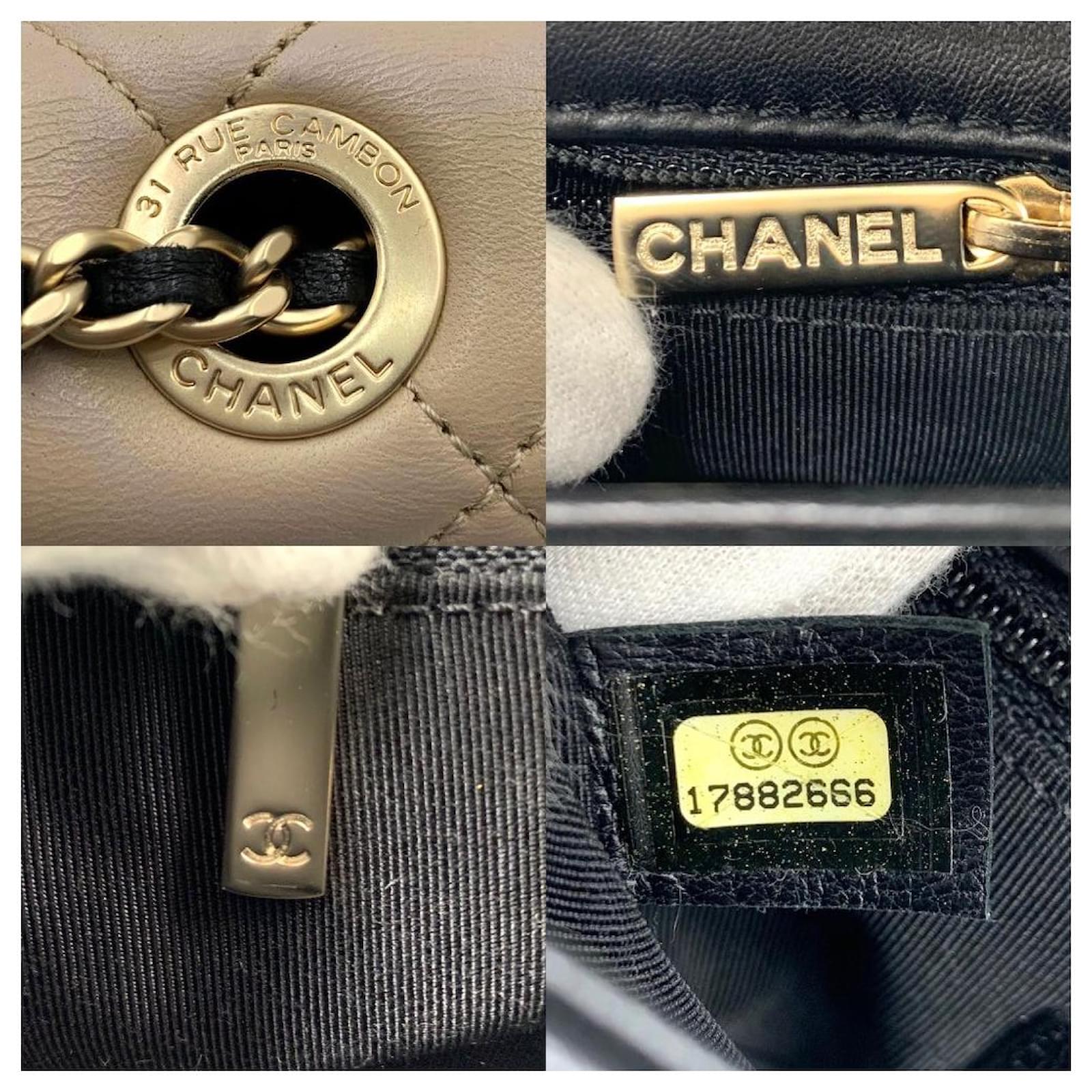 *Chanel shoulder bag ladies' beige black gold matelasse bicolor