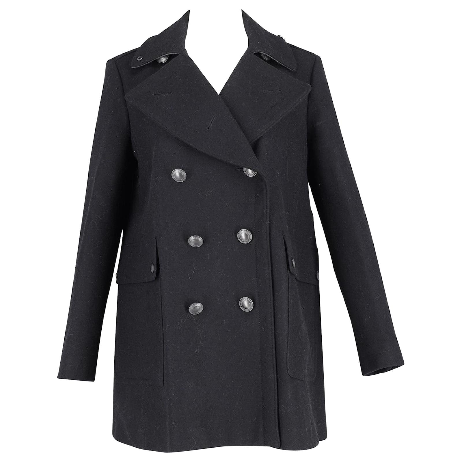 Burberry Back Pleat Military Coat in Black Wool ref.715942 - Joli Closet