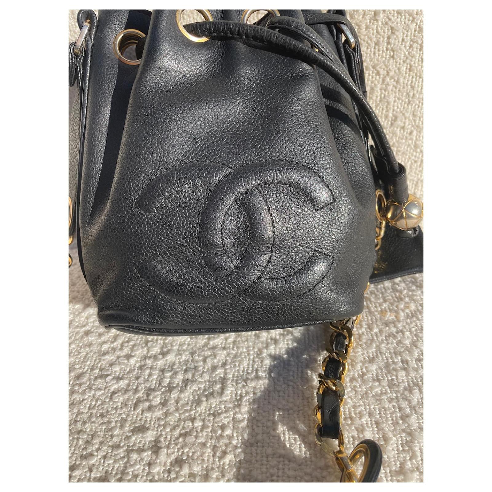 Superb Chanel Bucket Bucket Bag Gabrielle Black Caviar Leather.