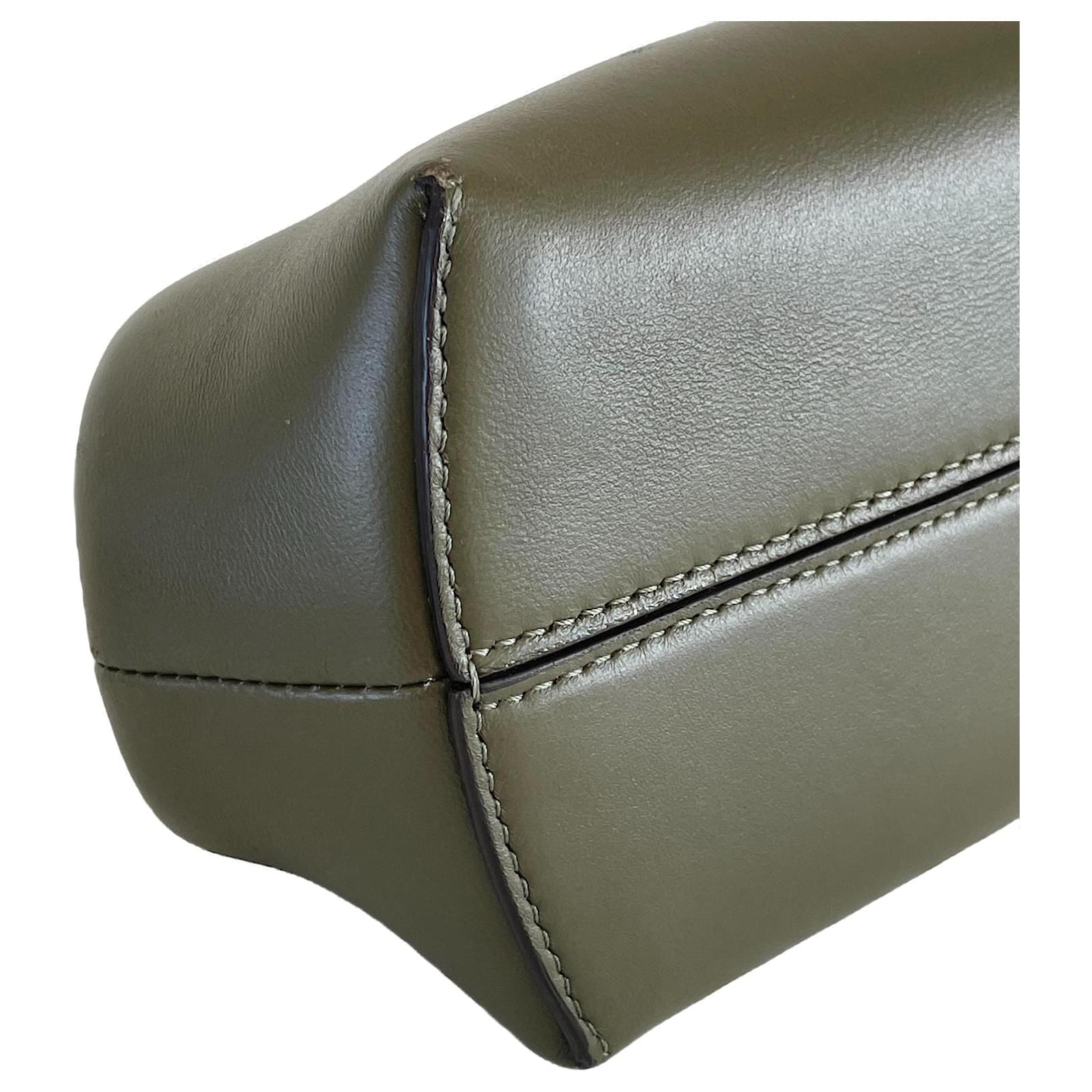 Fendi first small clutch shoulder bag olive soft dark green lambskin nappa  leather Black ref.670409 - Joli Closet