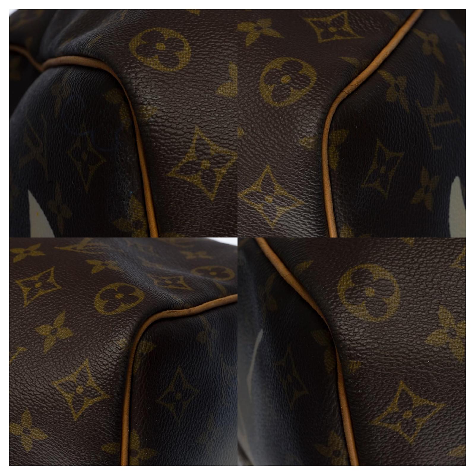 Exceptional Louis Vuitton Keepall travel bag 50 cm in brown monogram canvas  and natural leather customized Bruce Lee is not dead by Street Art artist  PatBo Cloth ref.717335 - Joli Closet