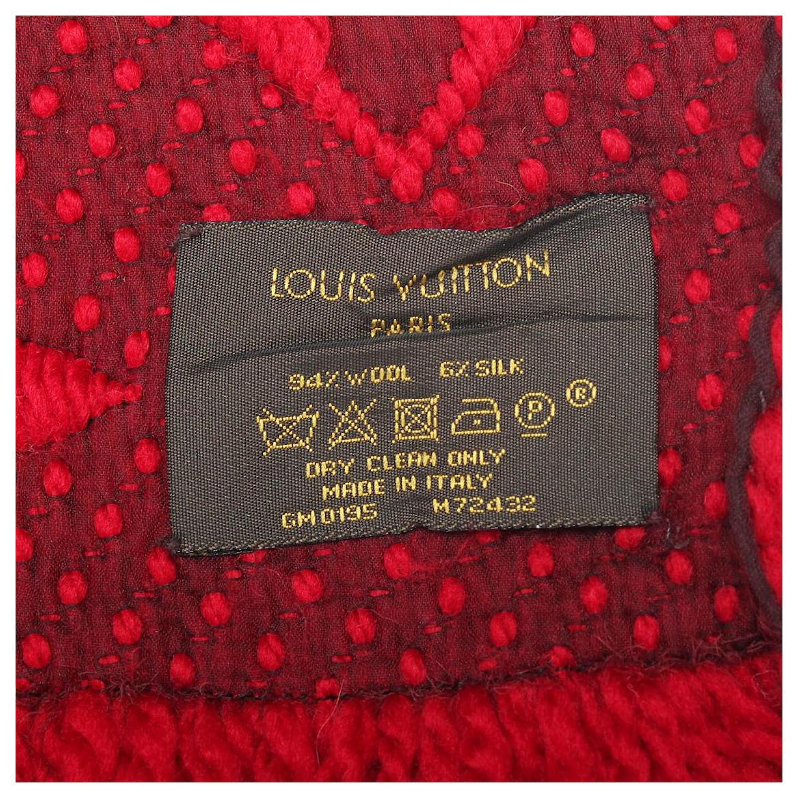 louis vuitton Monogram Wool & Silk Scarf red Tweed ref.717442