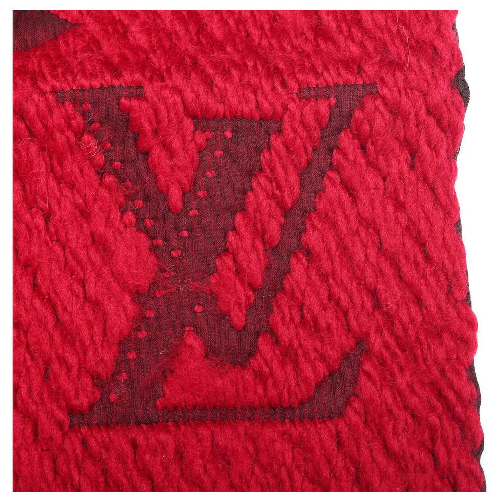 louis vuitton Monogram Wool & Silk Scarf red Tweed ref.717442 - Joli Closet