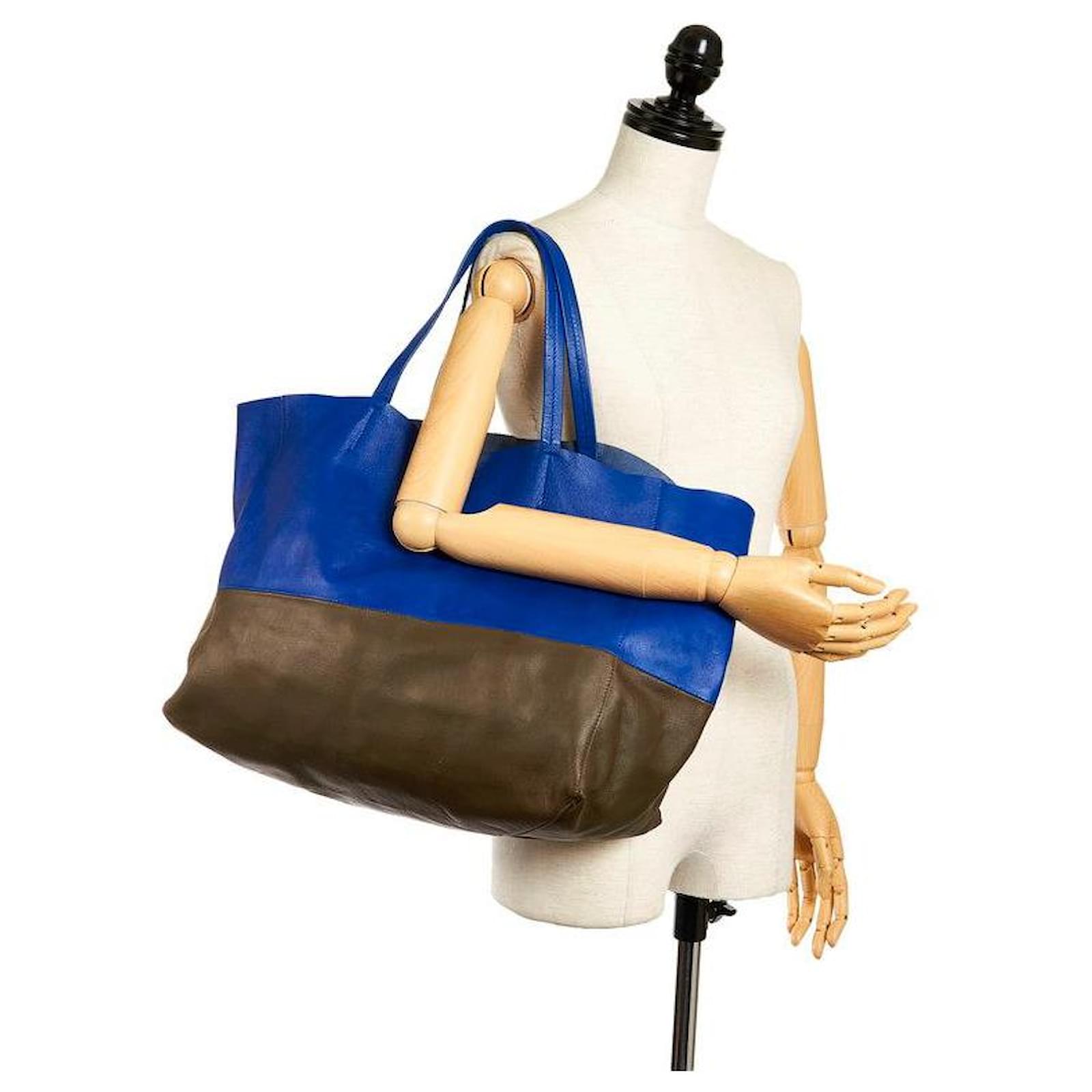 Céline Bicolor Horizontal Cabas Tote Blue Leather Pony-style calfskin  ref.961319 - Joli Closet