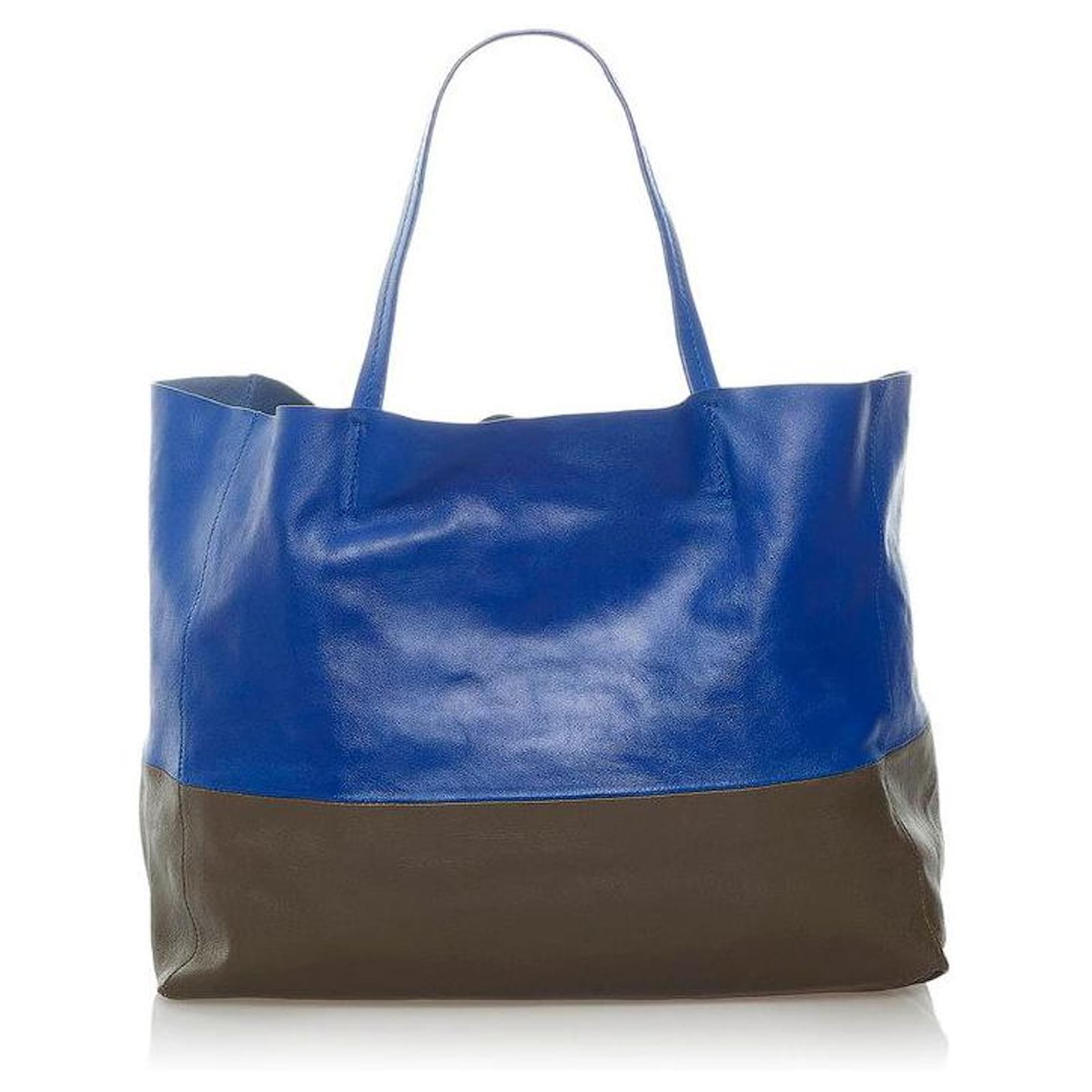 Céline Bicolor Horizontal Cabas Tote Blue Leather Pony-style calfskin  ref.961319 - Joli Closet