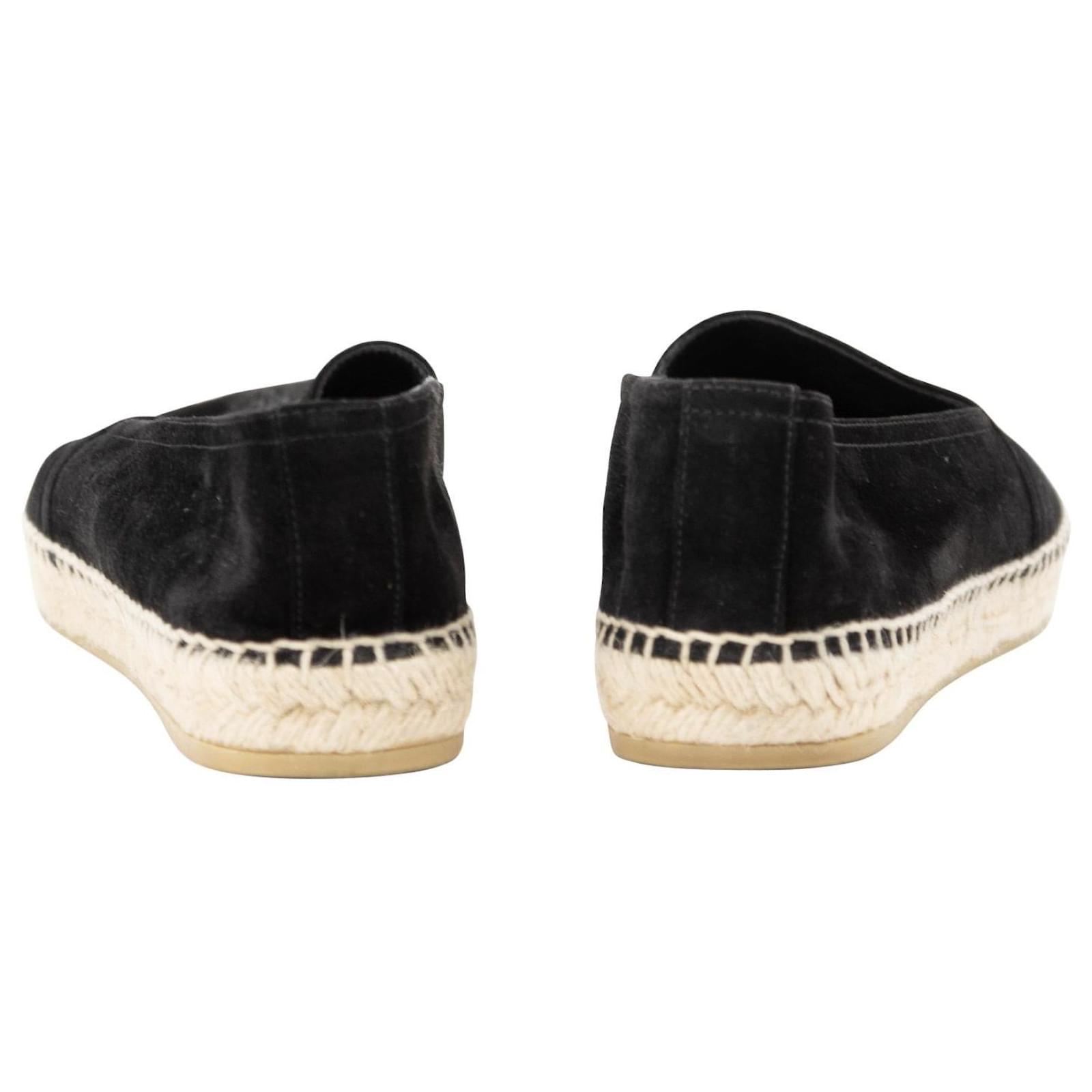 Saint Laurent espadrilles in black suede with YSL embroidered ref.718020 -  Joli Closet