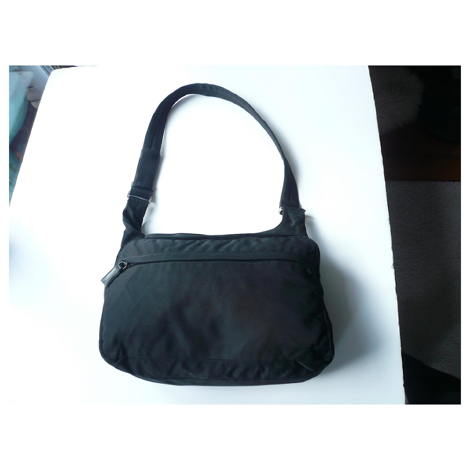 PRADA Asymmetrical black nylon satchel bag Very good condition ref.718383 -  Joli Closet