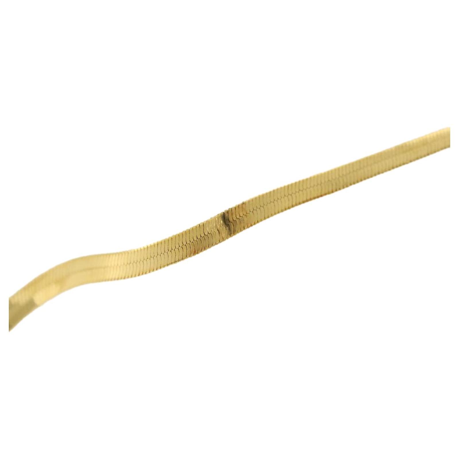 Christian Dior ribbon Necklace metal Gold Auth am3308 Golden ref.718474