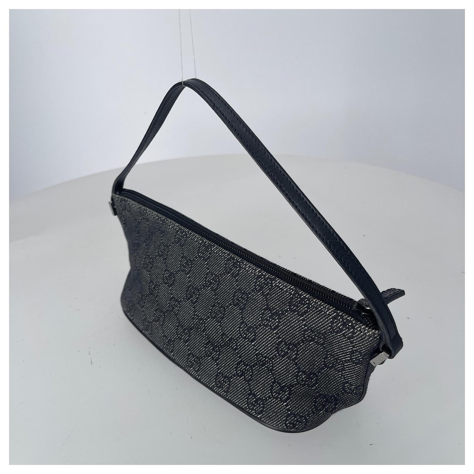 Gucci Black Diamante Canvas Boat Pochette Cloth ref.718728 - Joli Closet