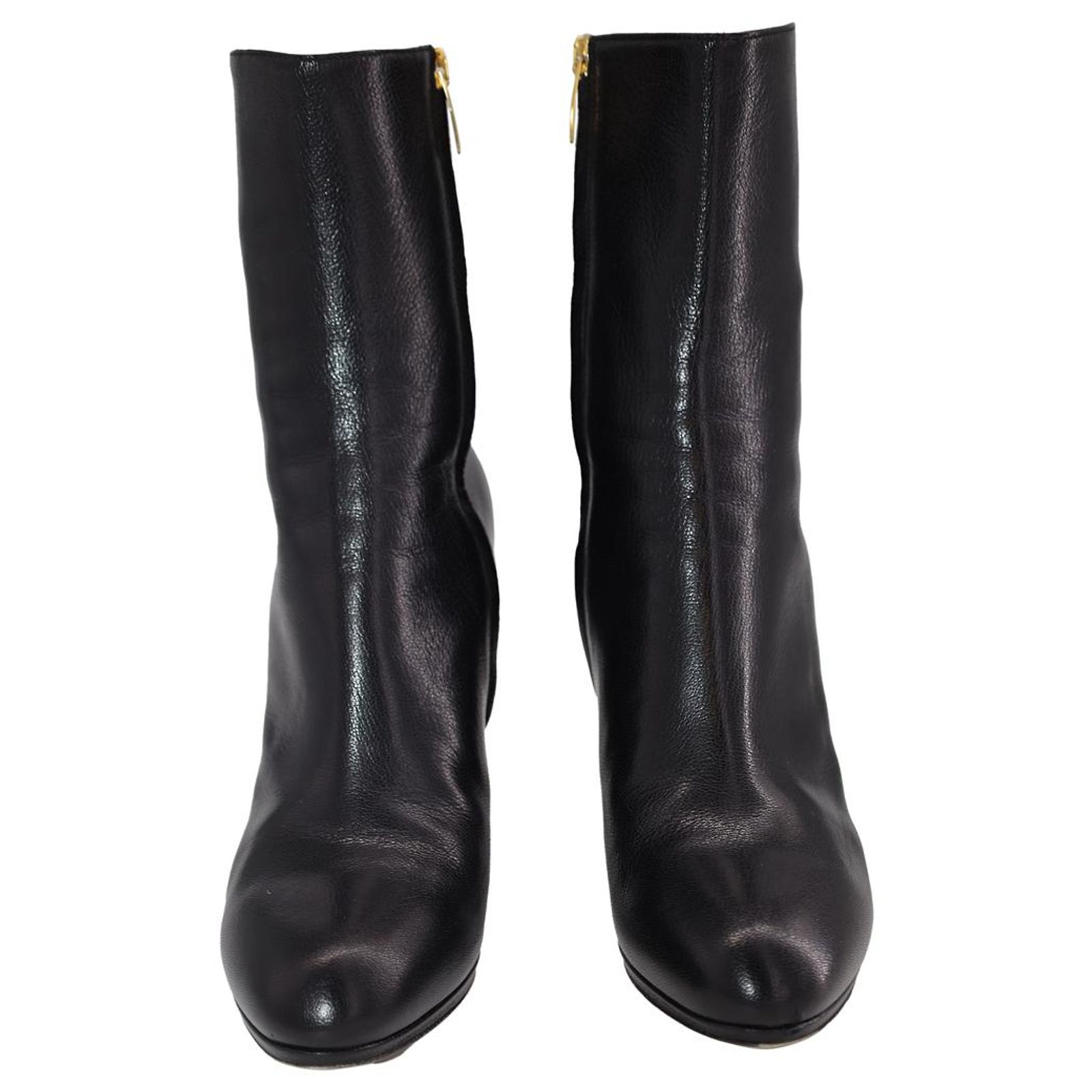 Bottes SERGIO ROSSI Joan - Cuir Noir Avec Lacets Et Zip - Collection Automne-Hiver - Neuves