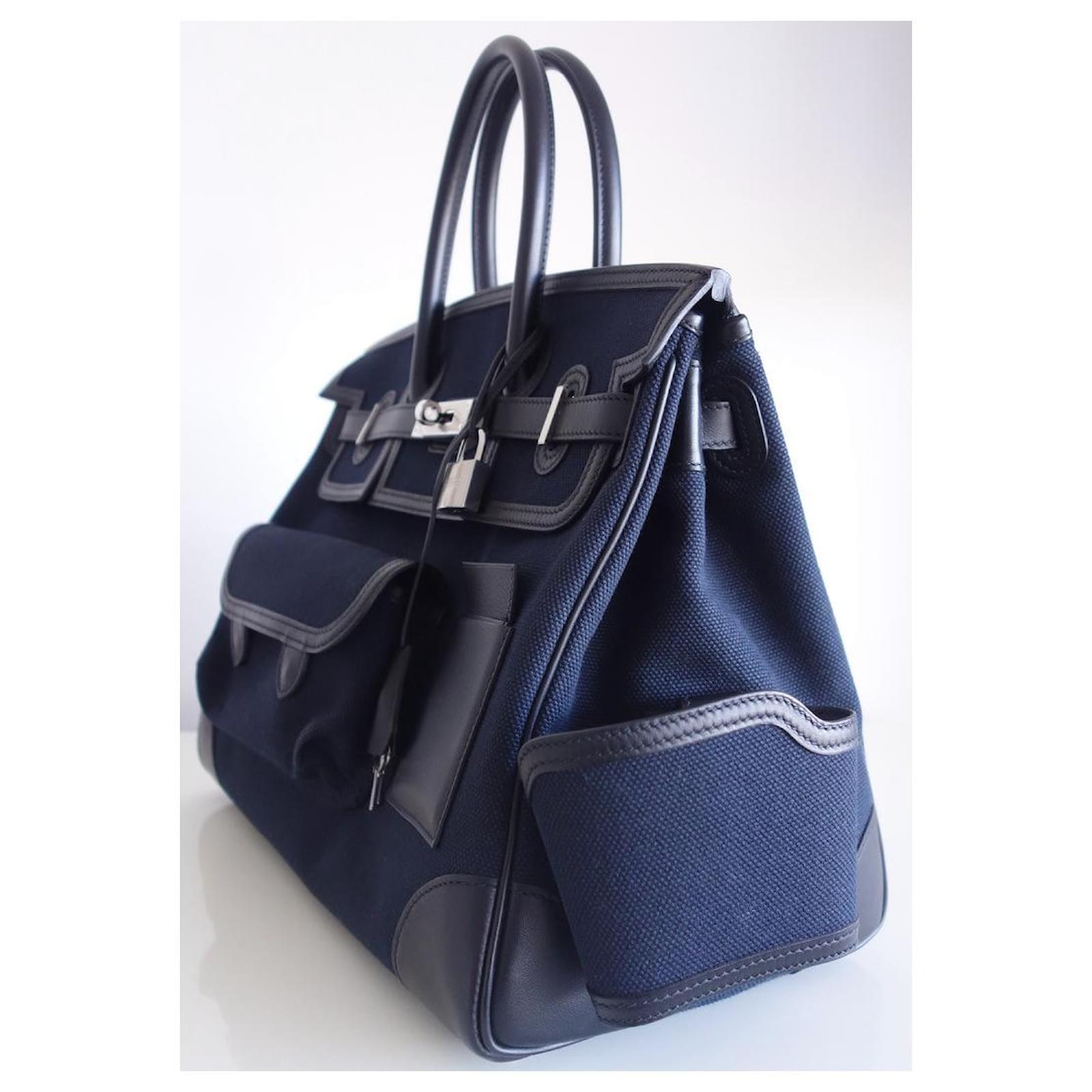 Birkin 35 leather handbag Hermès Navy in Leather - 21037008