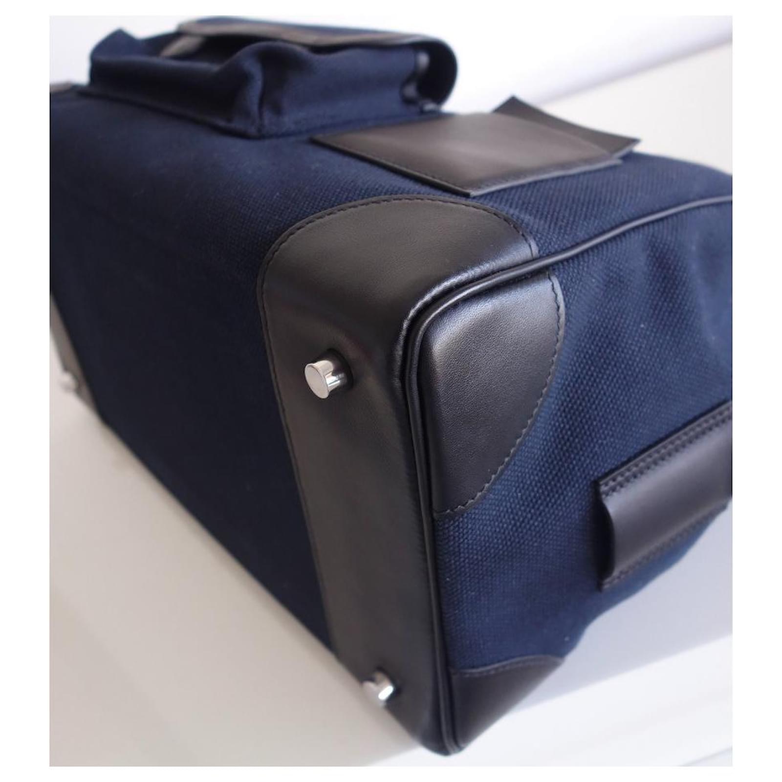 Hermès HERMES BIRKIN BAG 35 Cargo Black Navy blue Leather Cloth