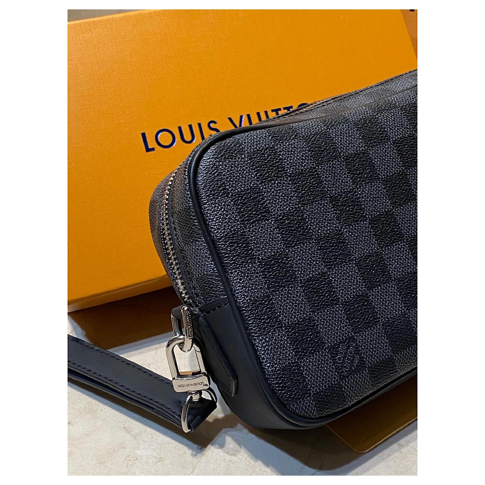Louis+Vuitton+Kasai+Clutch+Black+Canvas+Damier+Graphite for sale online