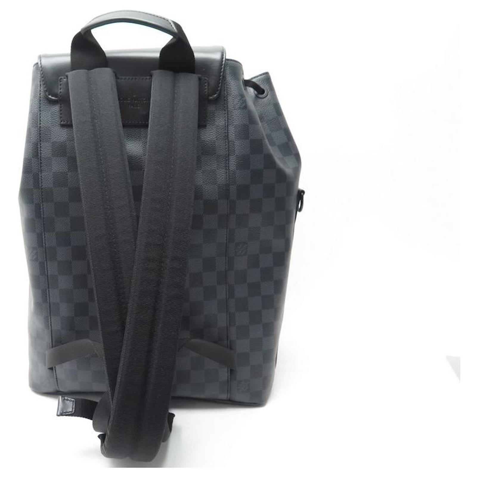 NEW LOUIS VUITTON UTILITY N BACKPACK40279 CHECKED GRAPHITE CANVAS BACKPACK  BAG Grey Leather ref.721668 - Joli Closet
