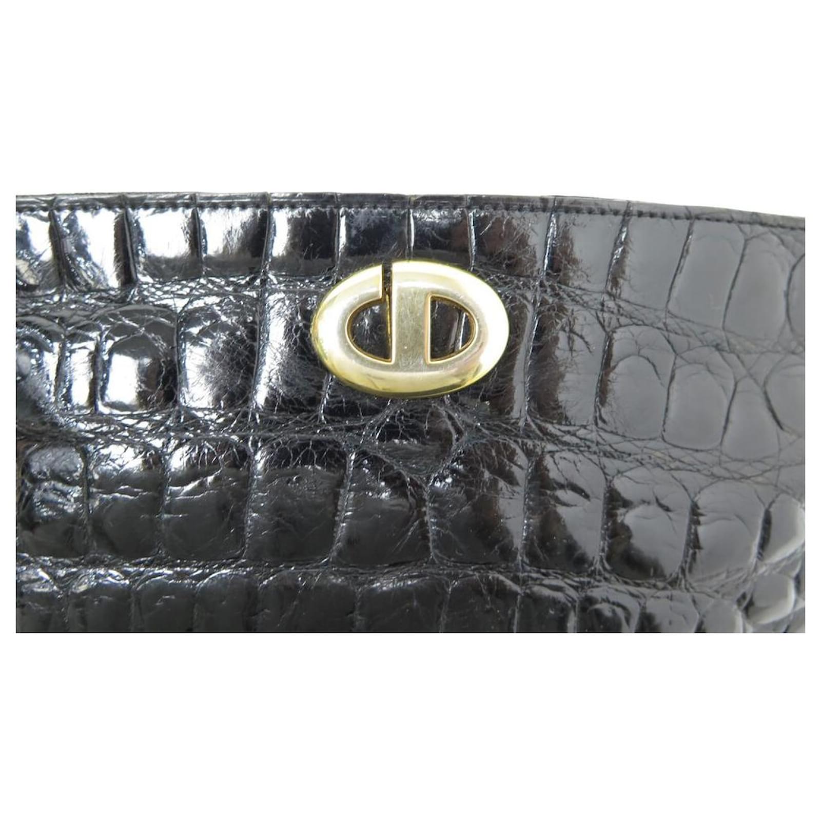 CHRISTIAN DIOR black crocodile skin shoulder bag – Vintage Carwen