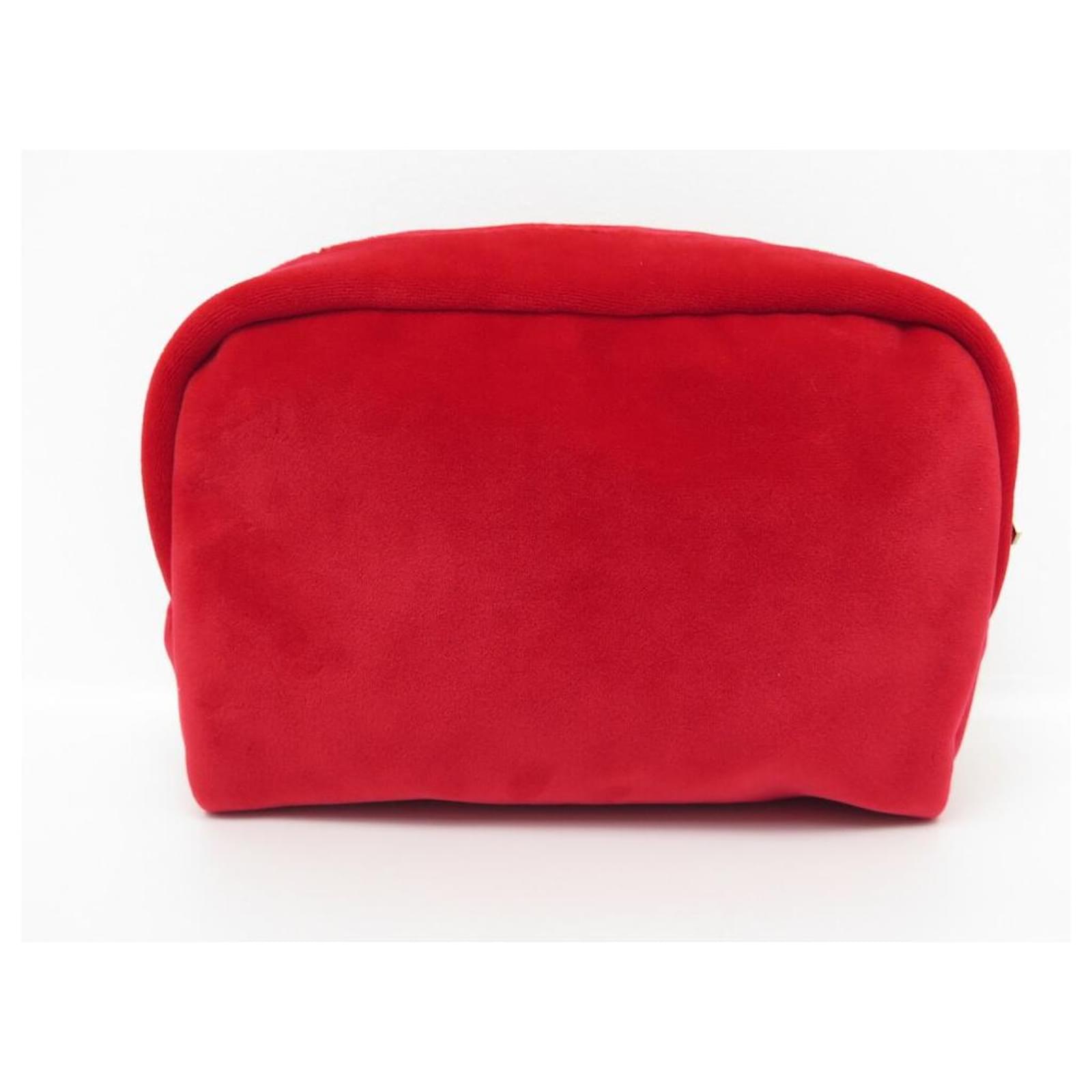 NEW CHANEL BEAUTE TOILETRY BAG IN RED VELVET POLYESTER NEW RED POUCH  ref.721901 - Joli Closet