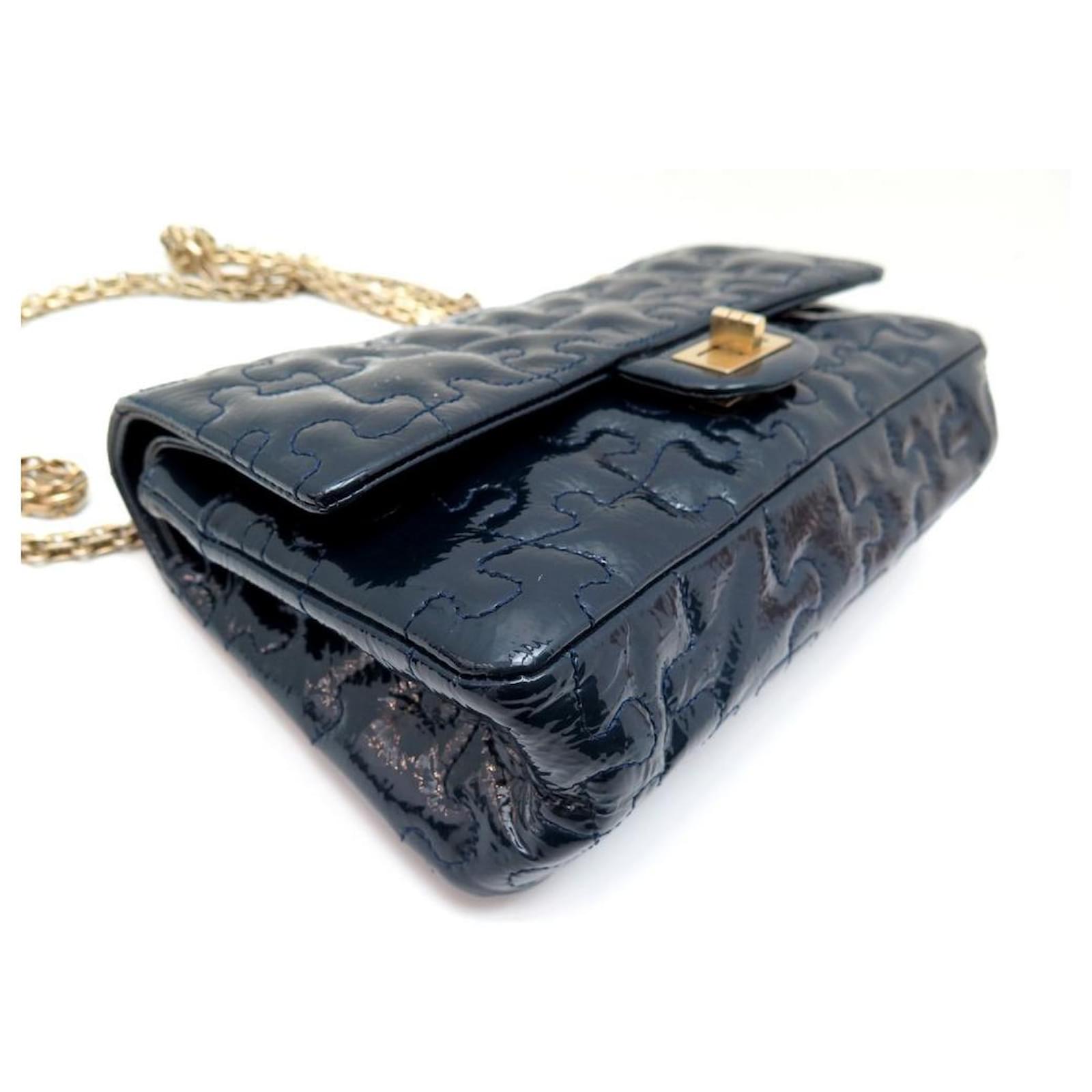 Handbags Chanel Chanel Handbag 2.55 Puzzle mm Crossbody in Blue Patent Leather Handbag