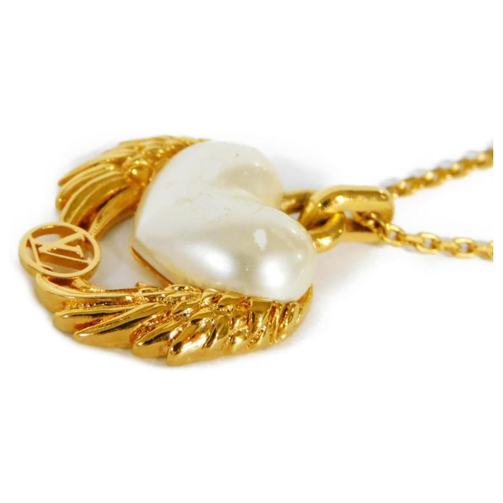 Louis Vuitton, Jewelry, Louis Vuitton Collier Cool Angel Love Necklace  Faux Pearl Heart