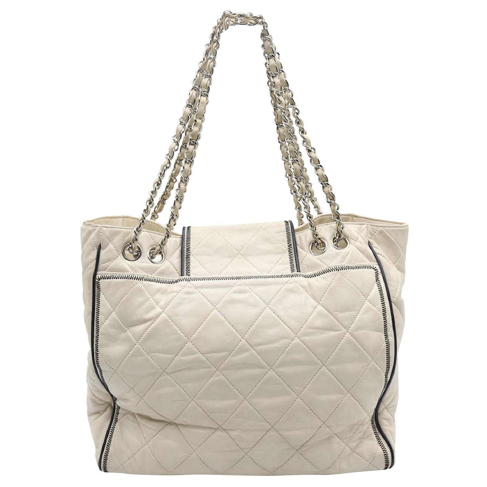 Chanel Cream Mademoiselle Lock East West Tote Leather ref.723234