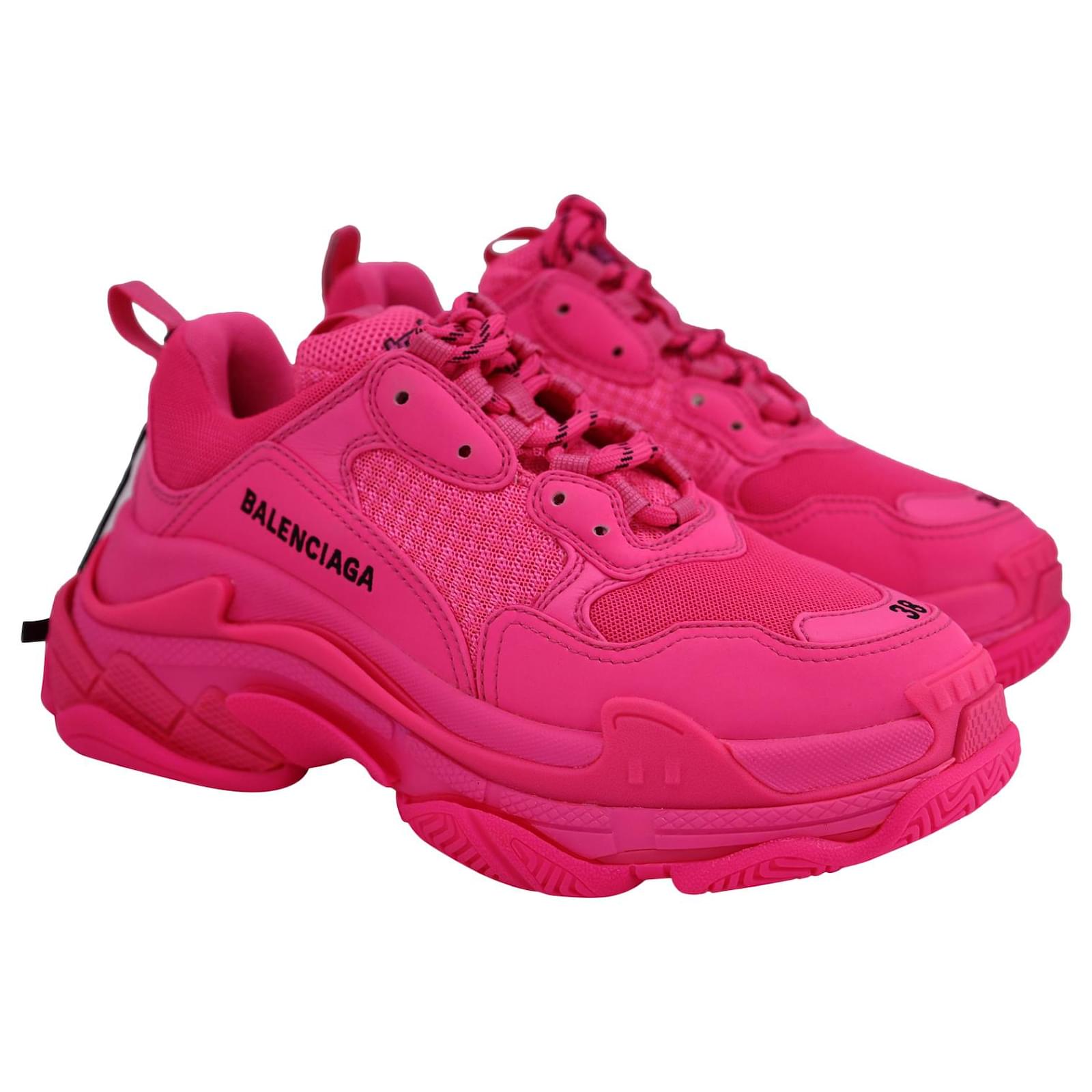 Balenciaga Triple S Sneakers in Fluo Pink Polyurethane Plastic  -  Joli Closet