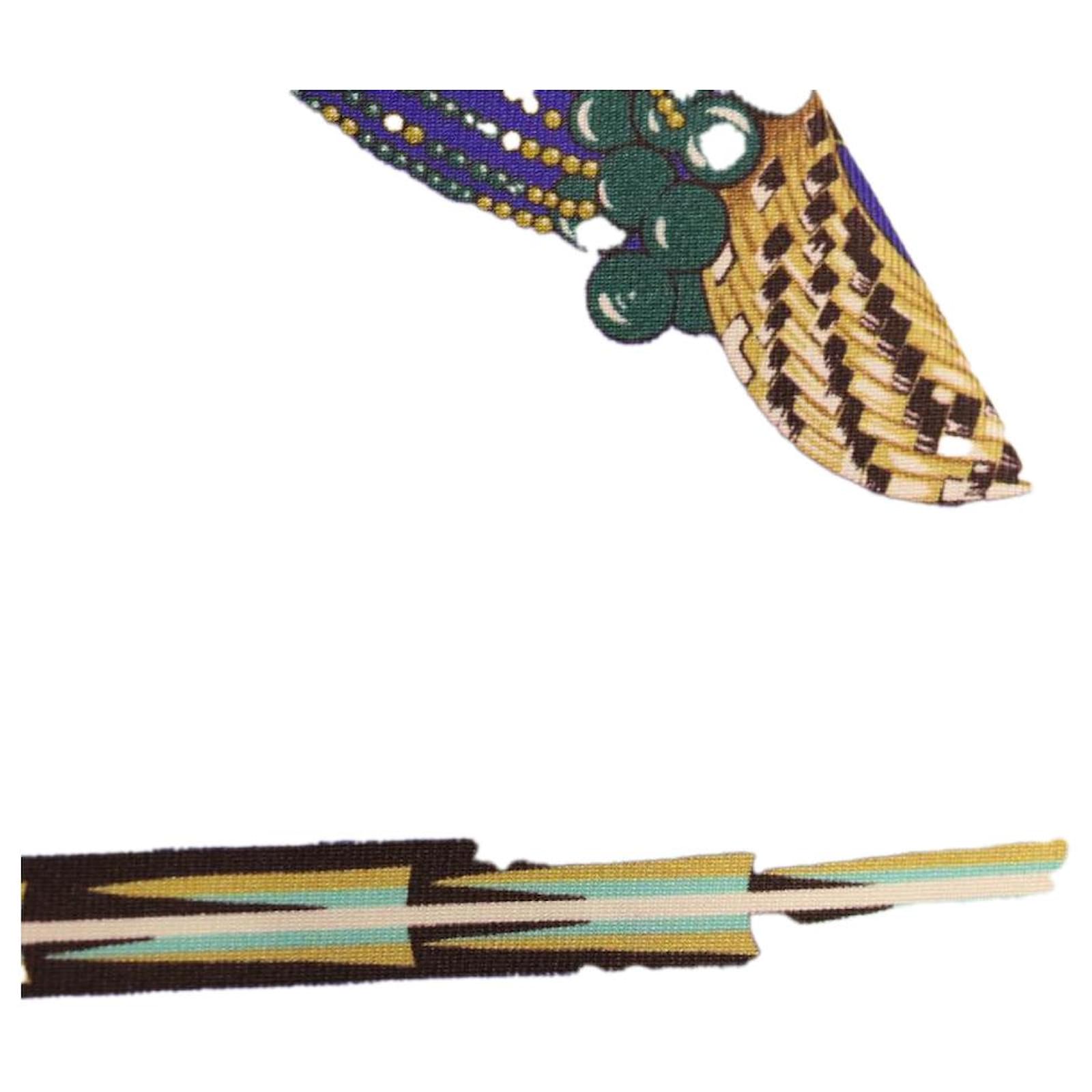 Hermès HERMES Twilly Peacock feather pattern Scarf Silk Purple