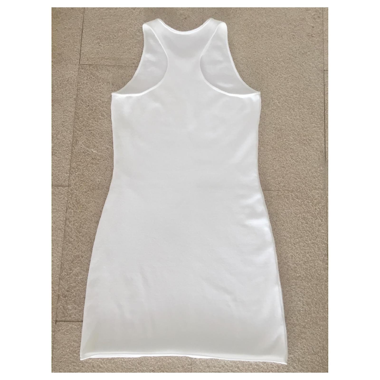 Dresses Chanel White Viscose-Polyester Knit Mini Tank Top Dress Size Xs - S