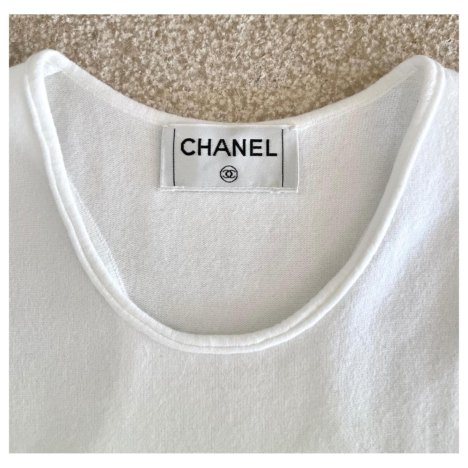 Dresses Chanel White Viscose-Polyester Knit Mini Tank Top Dress Size Xs - S
