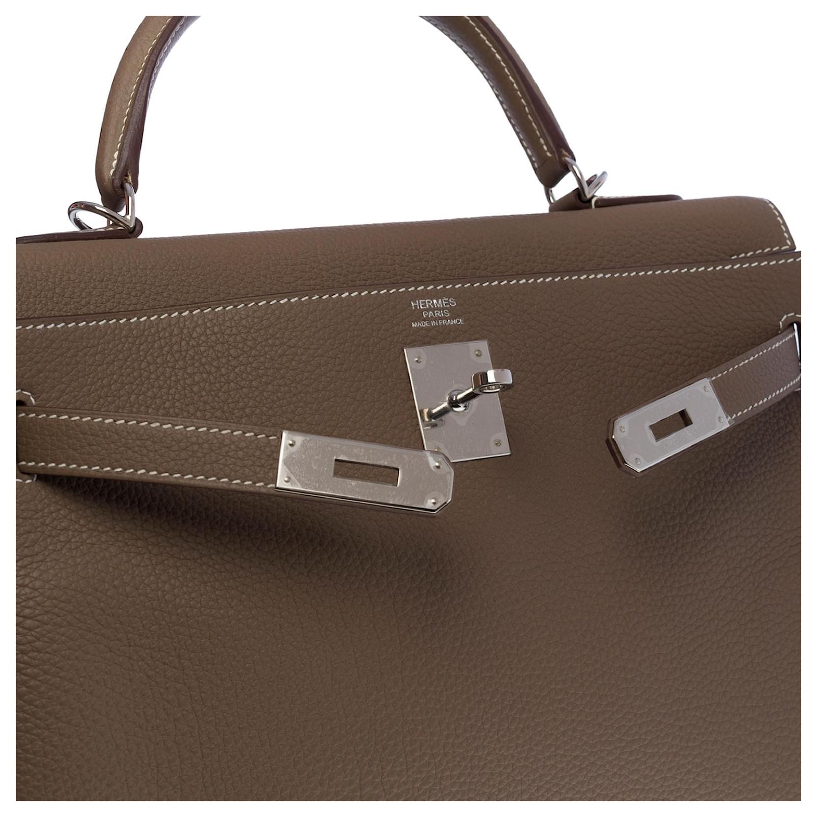 Hermès Splendid Hermes Kelly handbag 32 turned over in etoupe