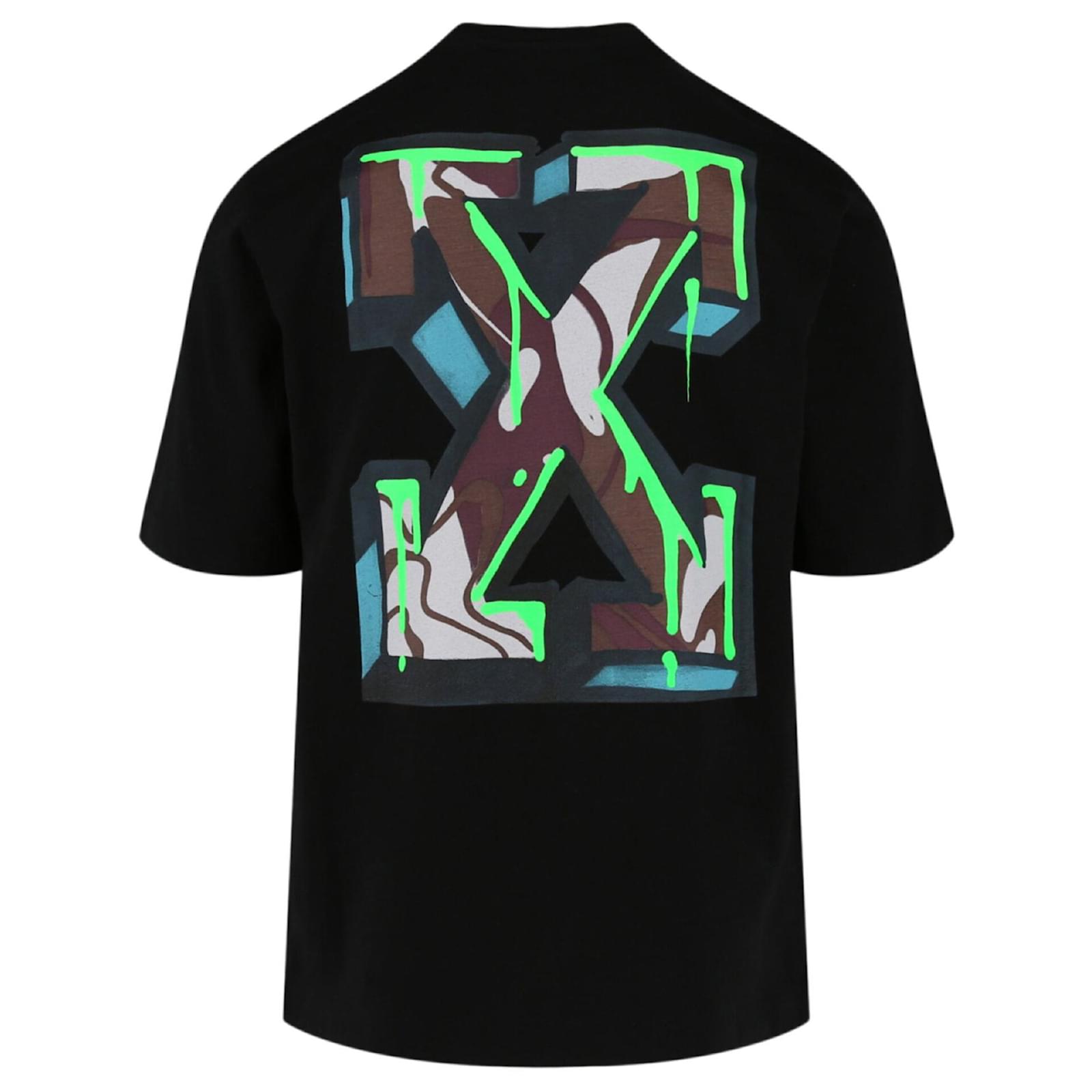 Off White Off-White Logo-Print Crewneck T-shirt Black Cotton ref.727079 -  Joli Closet