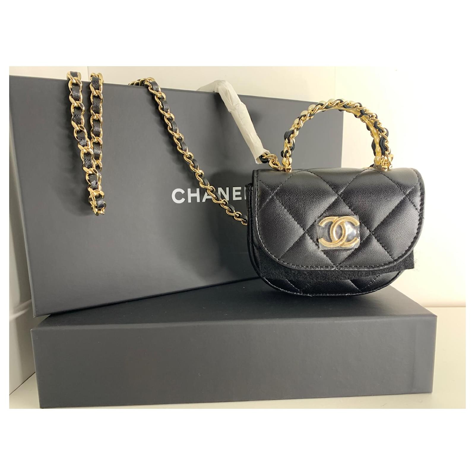 Mini Pochette con catena CHANEL Nero Pelle Perla  - Joli Closet