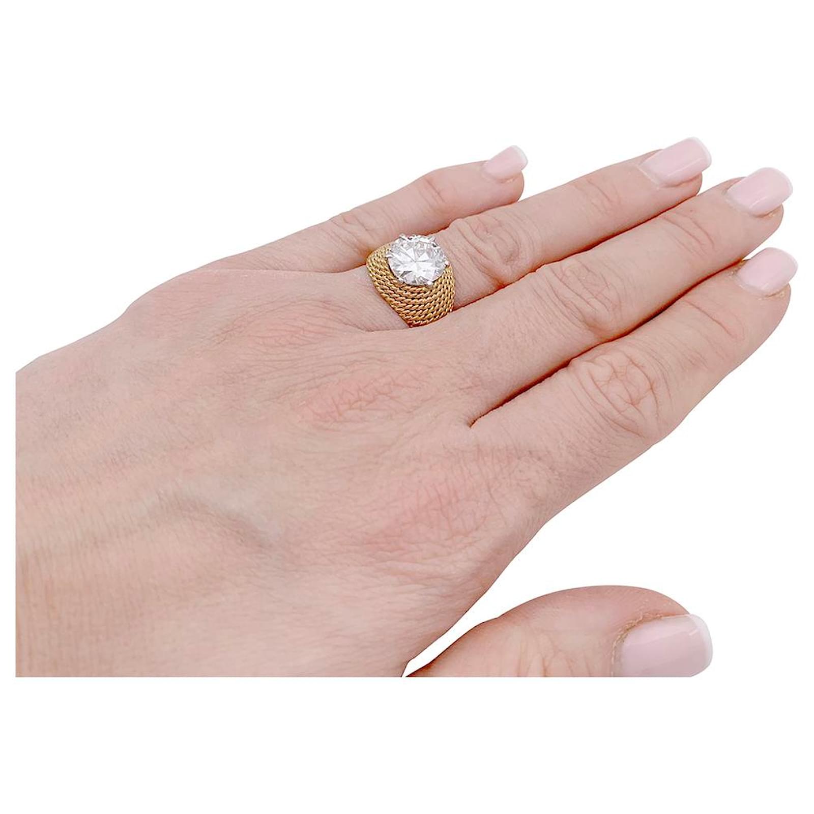 inconnue Bague vintage or jaune, platine et diamant 3,01 ct. ref.727766 ...