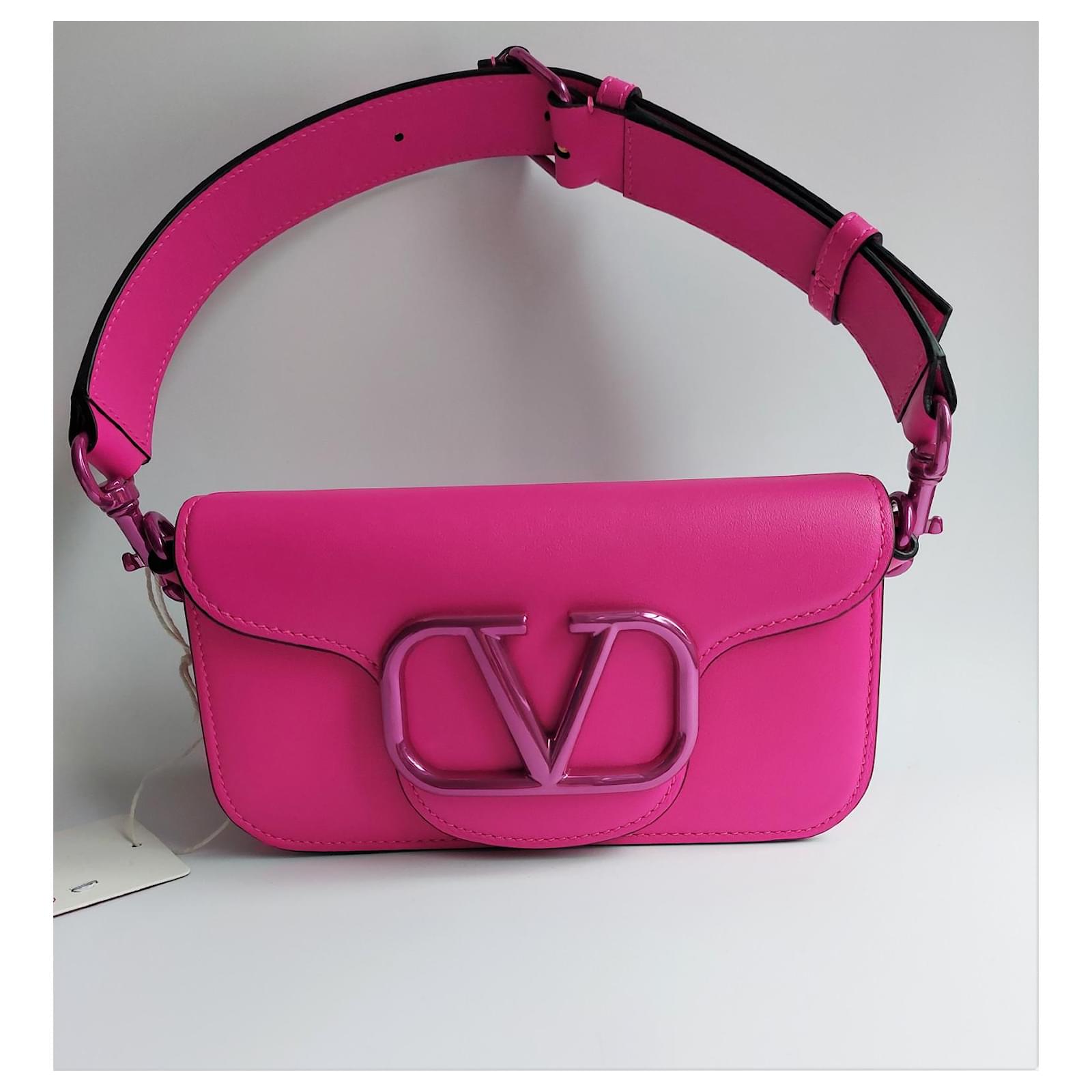 Valentino Fuchsia Leather Small SuperVee Crossbody Bag Valentino