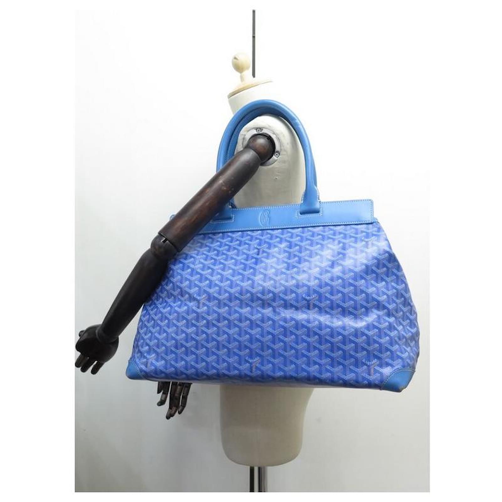 GOYARD BELLECHASSE HANDBAG 45 CM IN BLUE GOYARDINE CANVAS BLUE HAND BAG  PURSE Cloth ref.728491 - Joli Closet