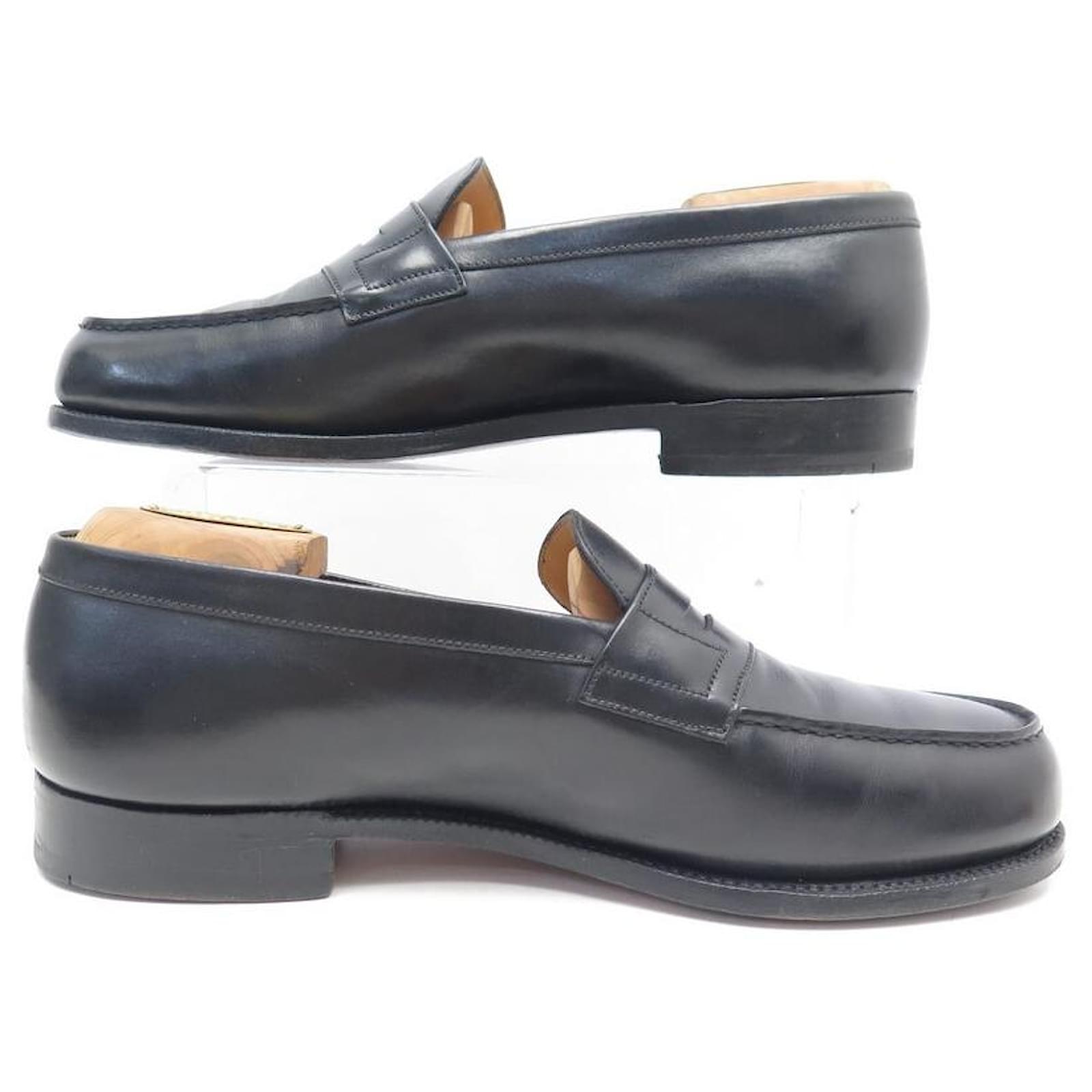 JM WESTON SHOES 180 7.5C 41 41.5 FIN BLACK LEATHER MOCCASIN LOAFERS ...
