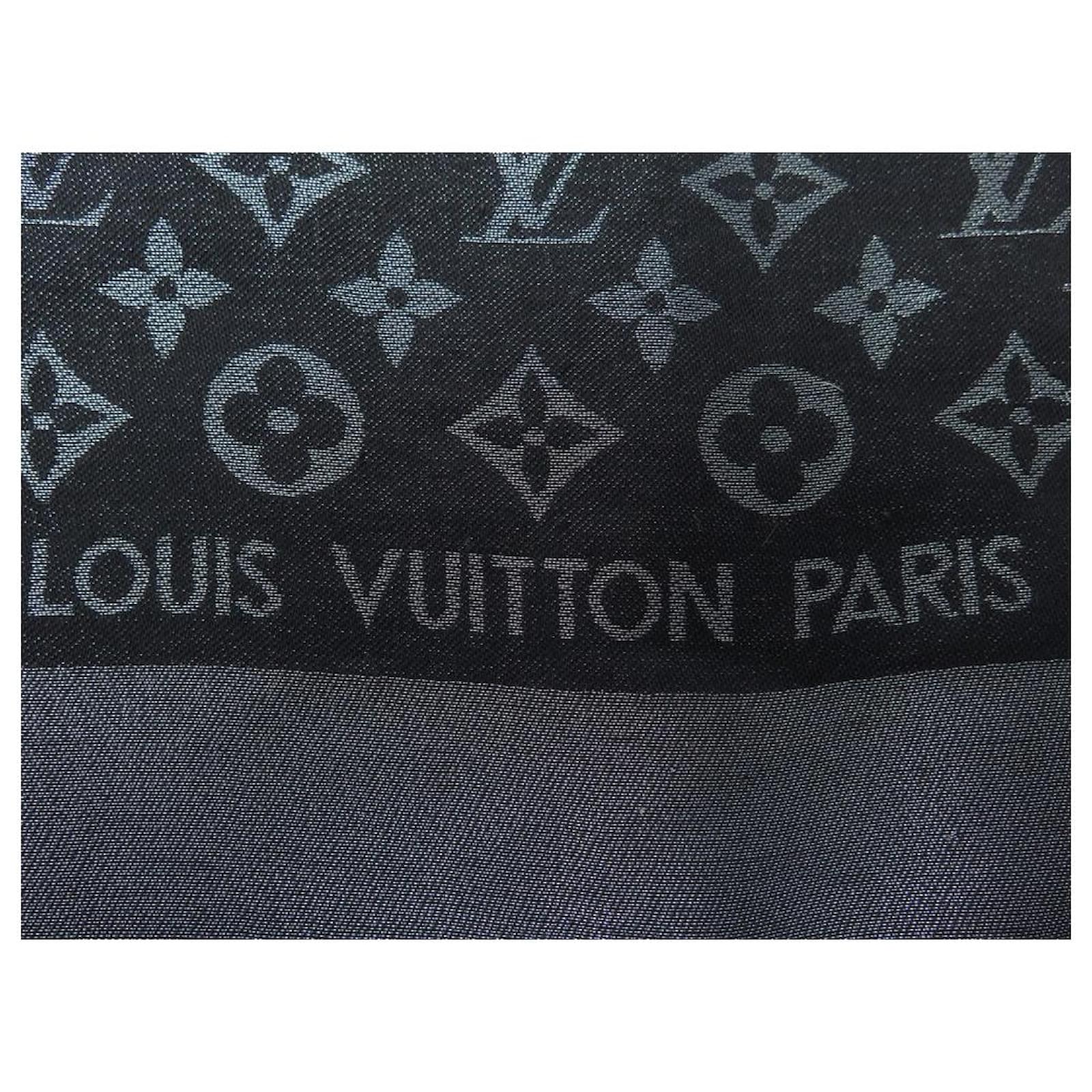 SHALE LOUIS VUITTON MONOGRAM SHINE M75123 BLACK SILK SCARF SHAWL ref.728586  - Joli Closet