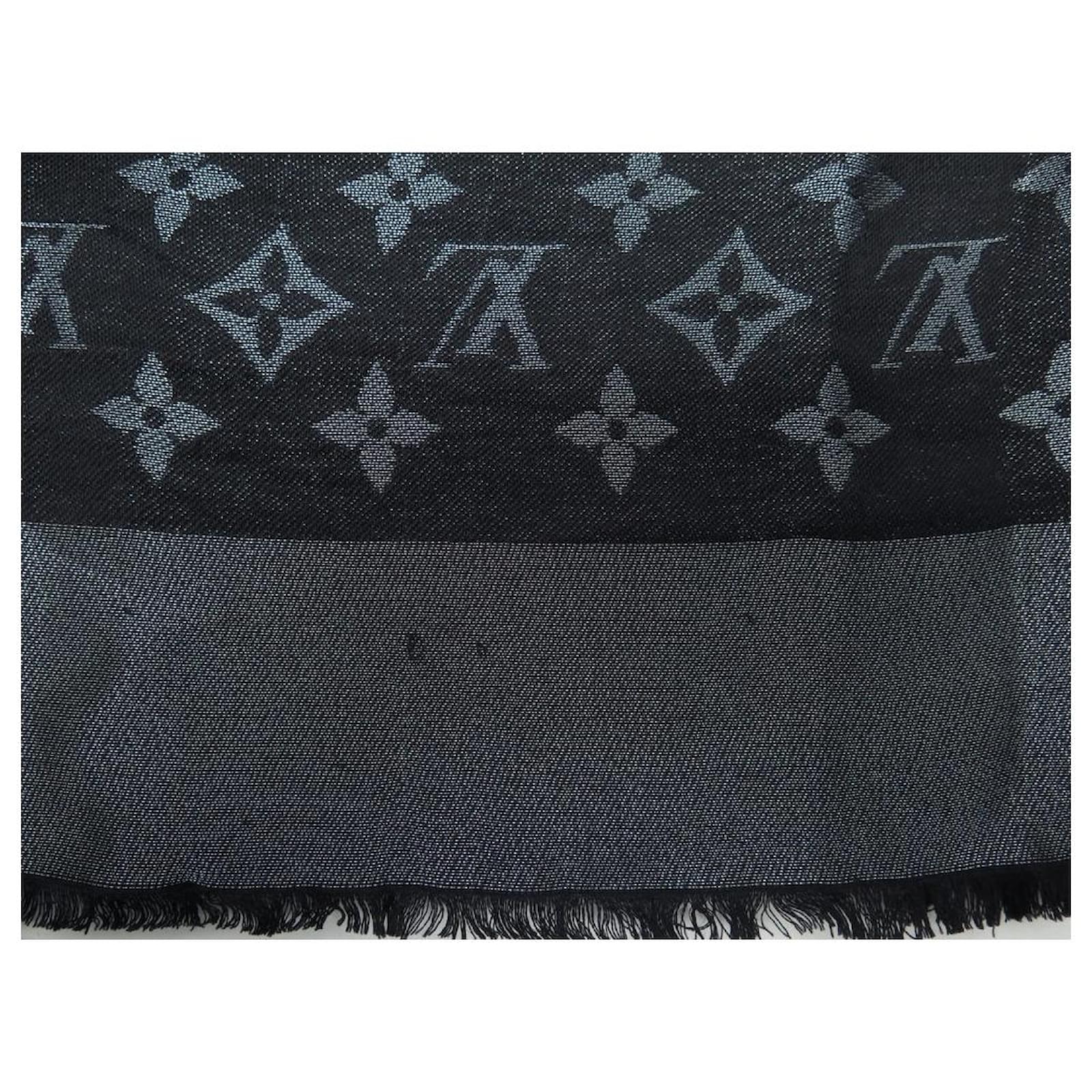 SHALE LOUIS VUITTON MONOGRAM SHINE M75123 BLACK SILK SCARF SHAWL ref.728586  - Joli Closet