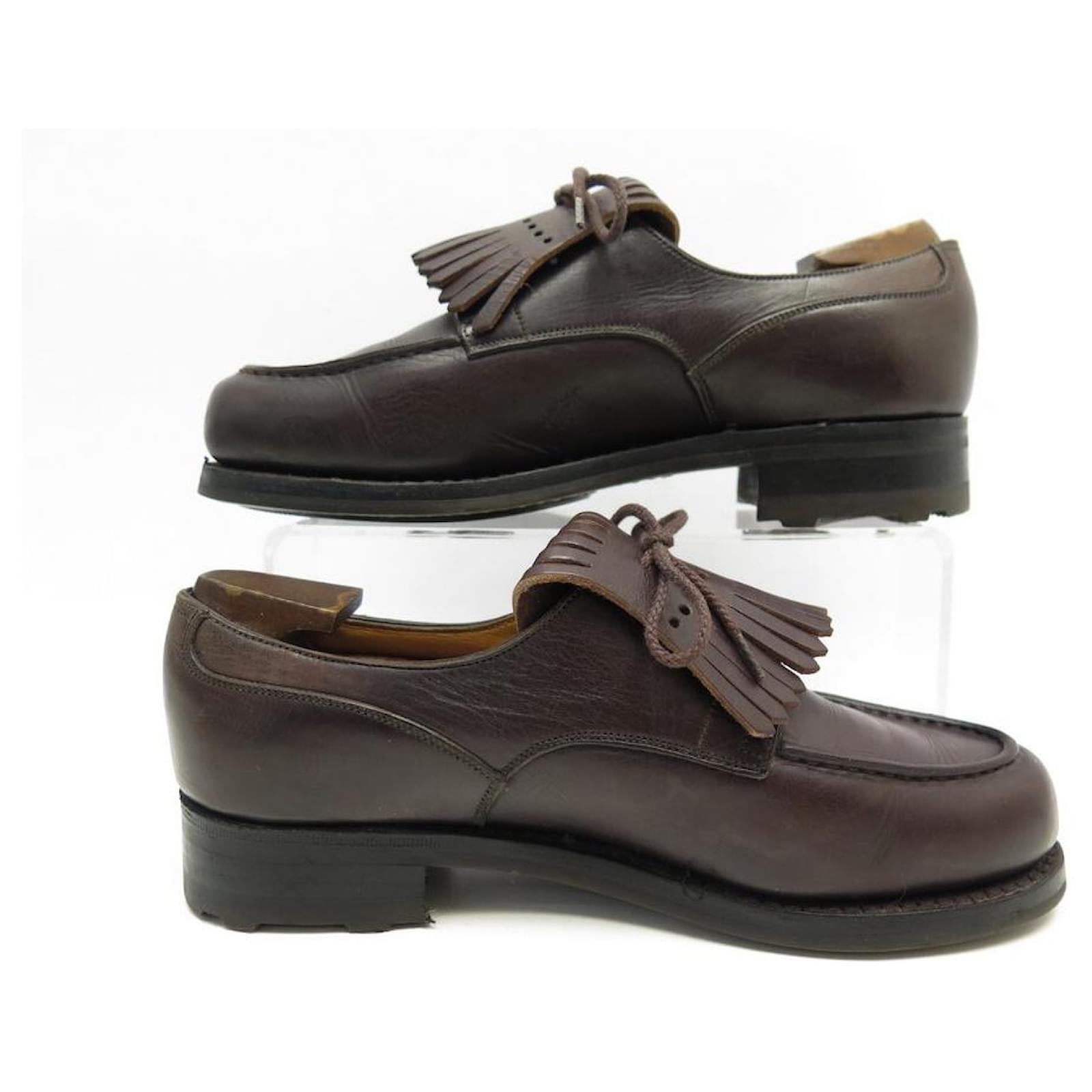 JM WESTON DERBY LE GOLF SHOES WITH FRINGES 641 4C 37 BROWN LEATHER