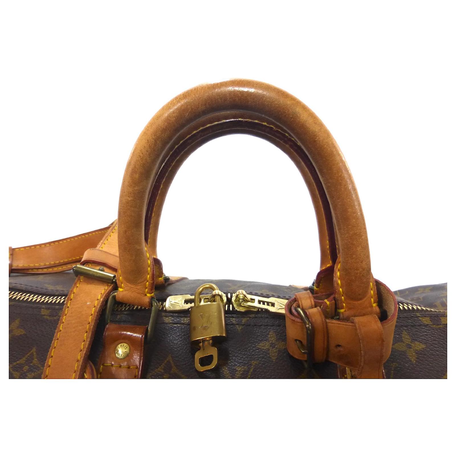 Louis Vuitton keepall 55 monogram shoulder strap Brown Leather ref.162103 -  Joli Closet