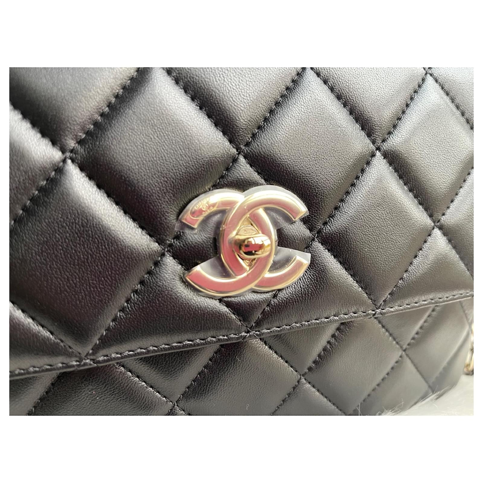 Chanel Black top handle flap bag Leather ref.177732 - Joli Closet