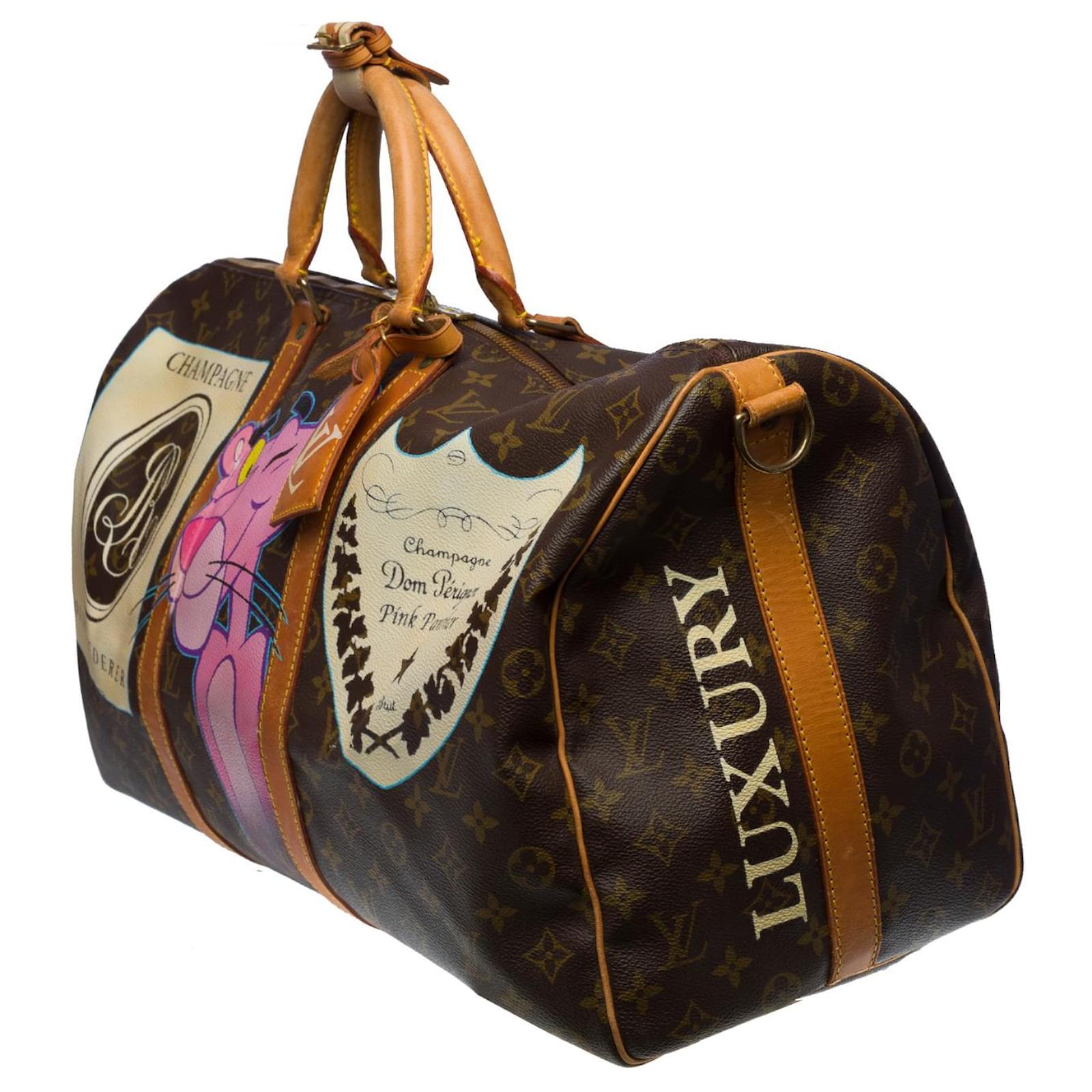 Louis Vuitton Keepall 55 travel bag in brown monogram canvas and natural  leather