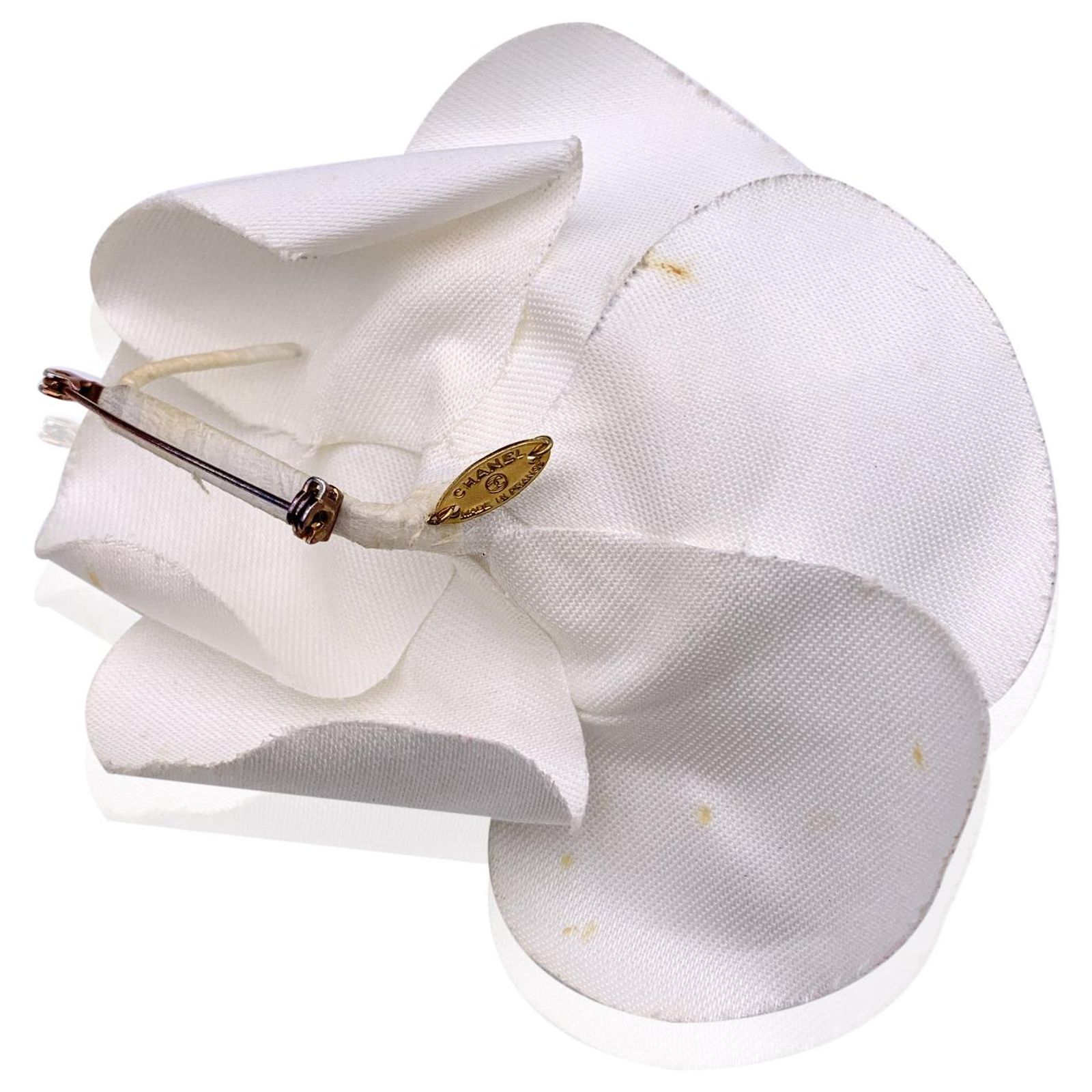Broche Petite Fleur Rouge Camélia En Tissu Avec Cabochon Strass Noir - Neuf - Fabriqué En France