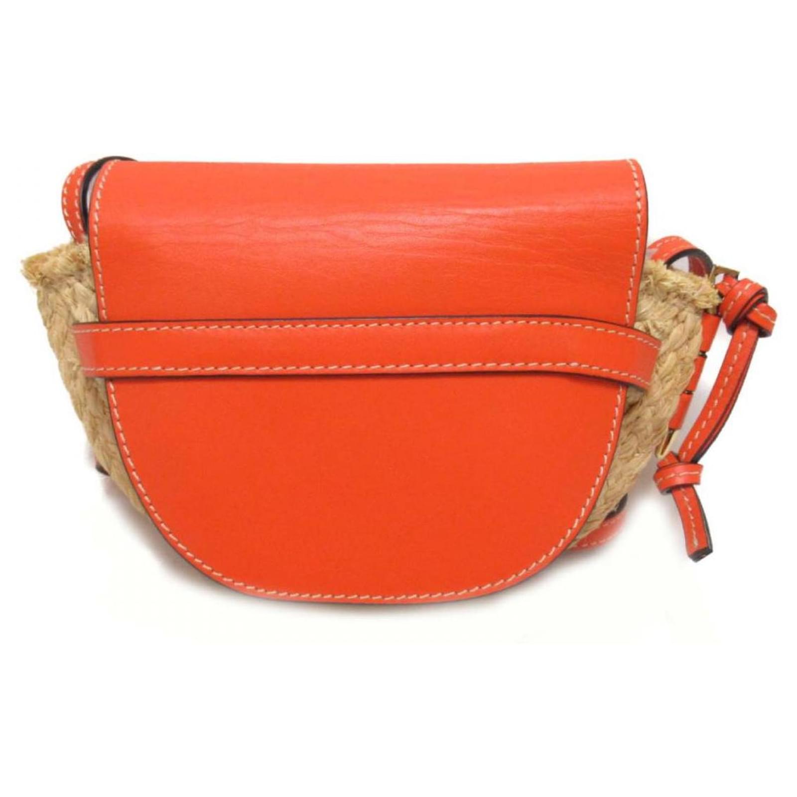 Loewe Raffia Mini Gate Crossbody Bag Orange ref.731184 - Joli Closet