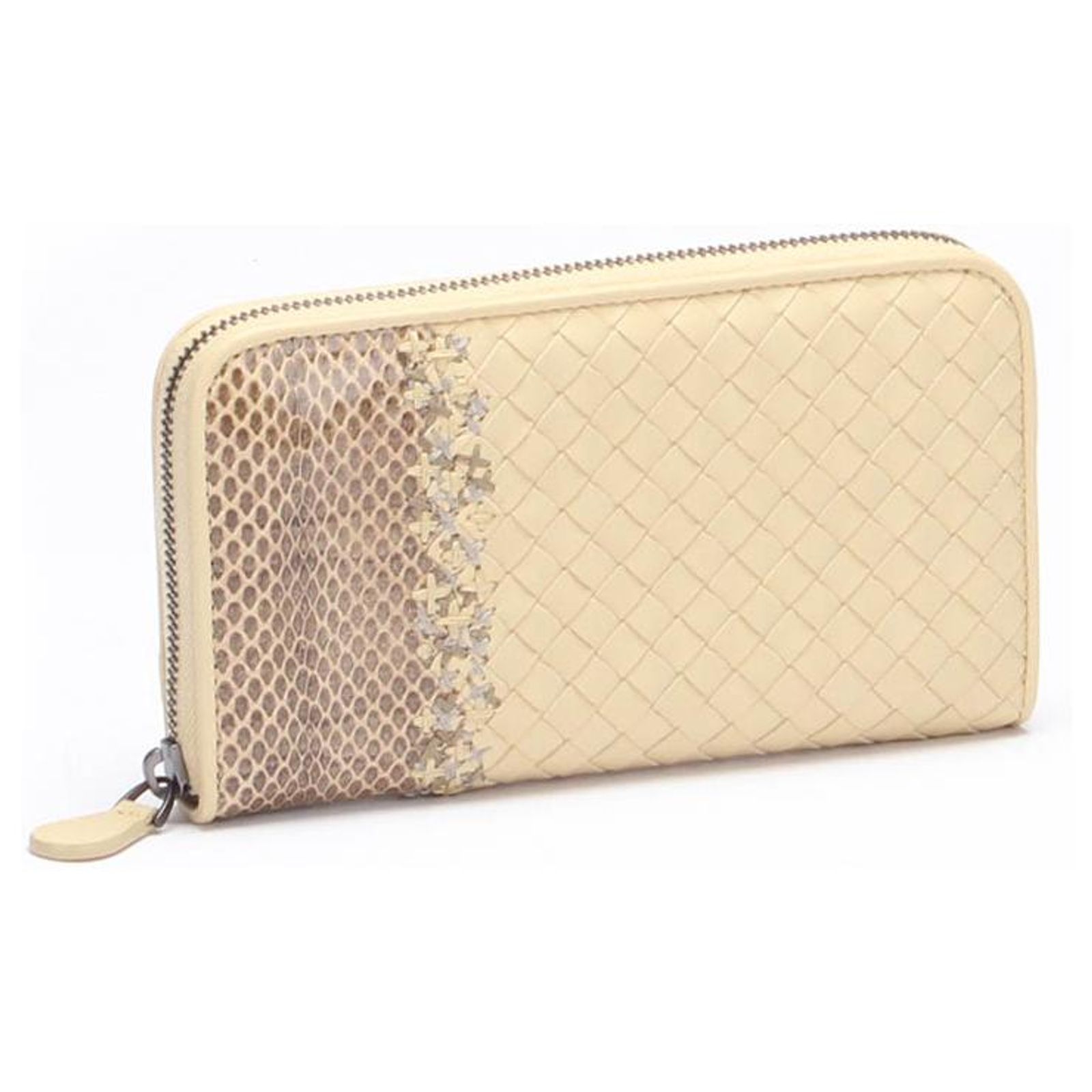 Bottega Veneta Nappa Python Intrecciato Zip Around Wallet  display picture 1