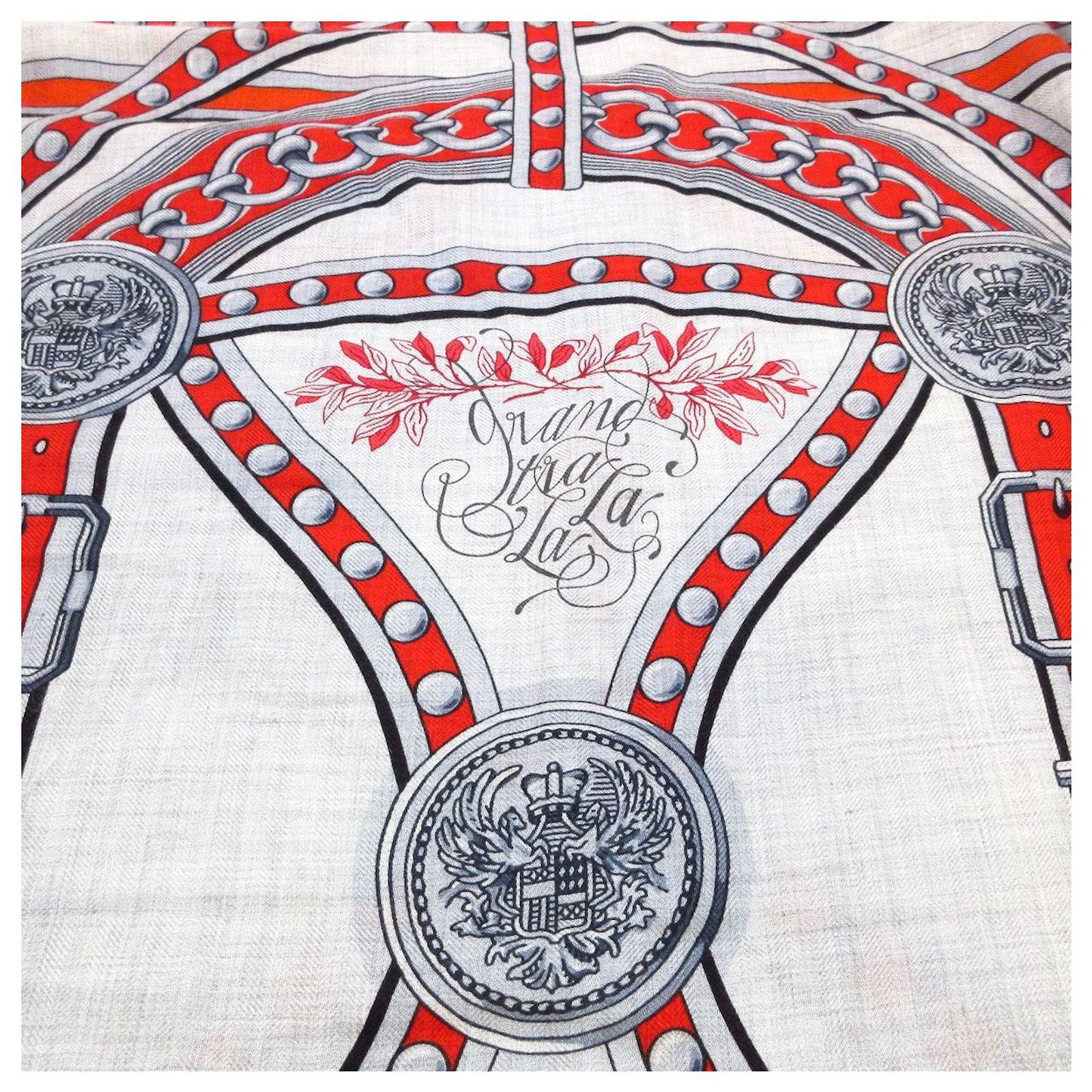 Châle Hermès Bolduc Au Carré - Cachemire & Soie, 140x140 Cm, Occasion TBE