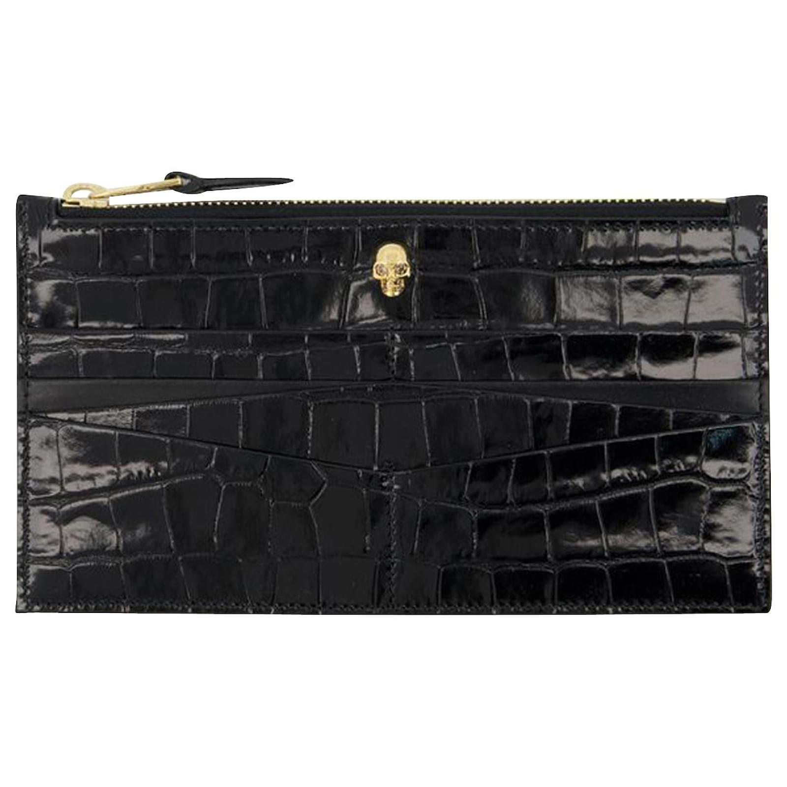 Flat Zip W/Cc Wallet Alexander Mcqueen Black Leather ref.732324
