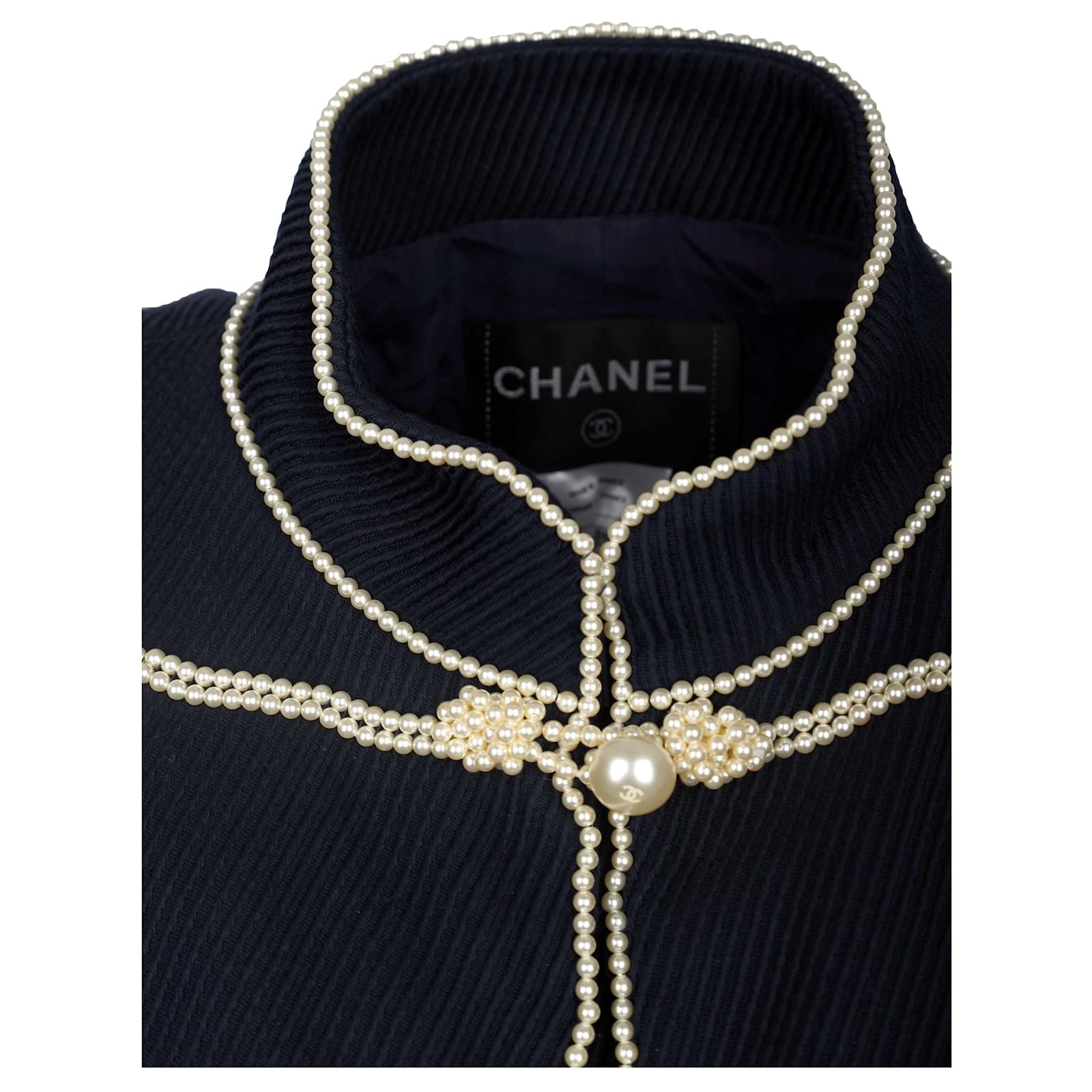 Jackets Chanel Chanel Navy Majorette Jacket with Pearls