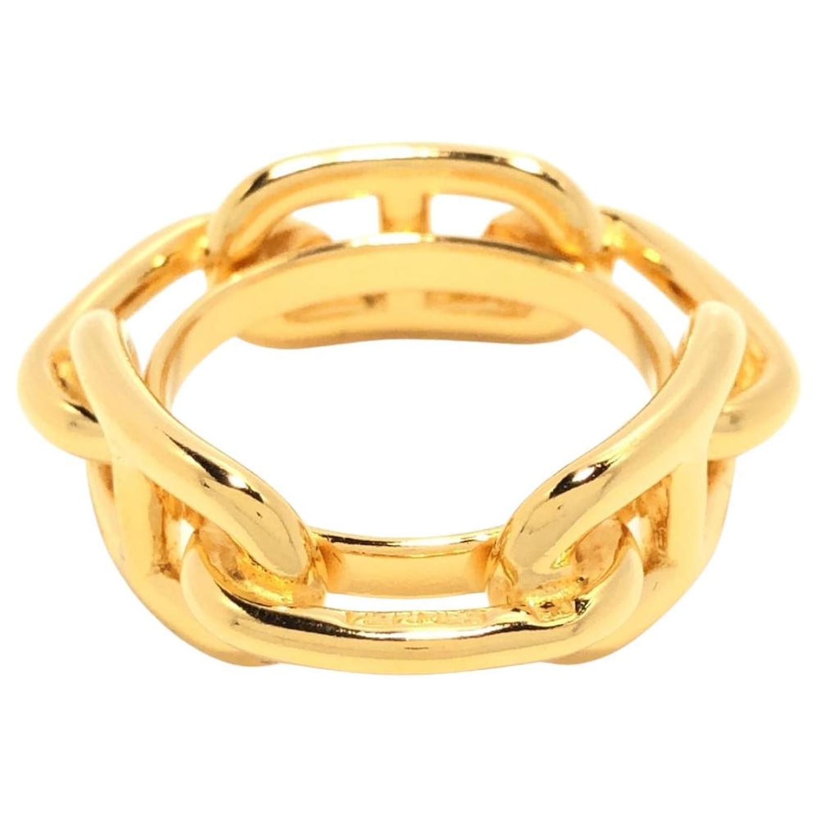 Hermès Chaine d'ancre Ring Golden Metal ref.732997 - Joli Closet