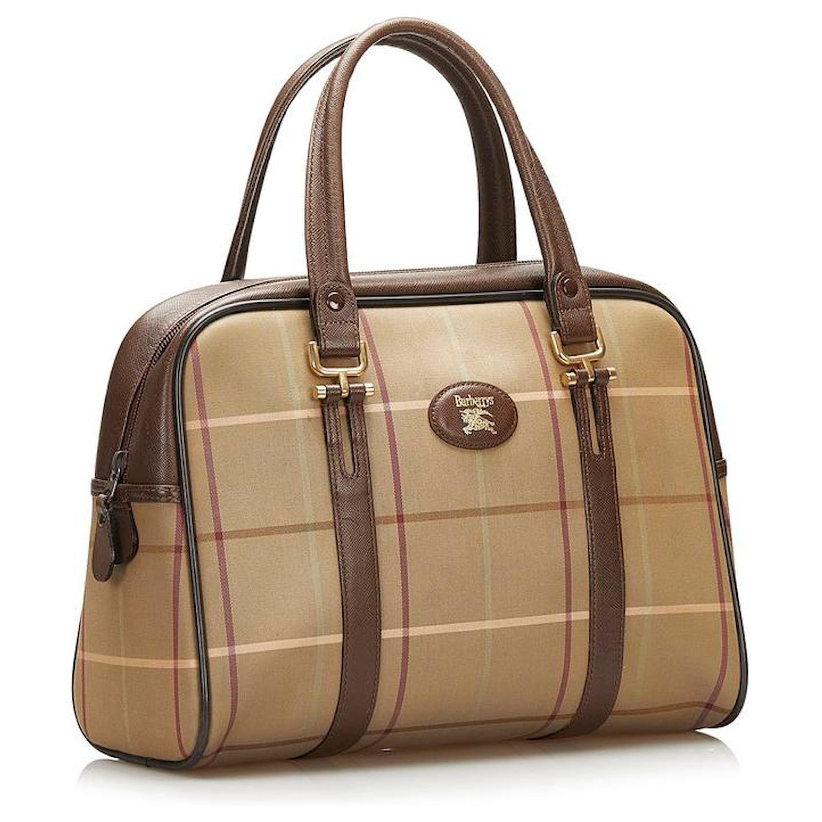 Burberry Vintage Check Handbag Bronze Cloth Ref733544 Joli Closet 
