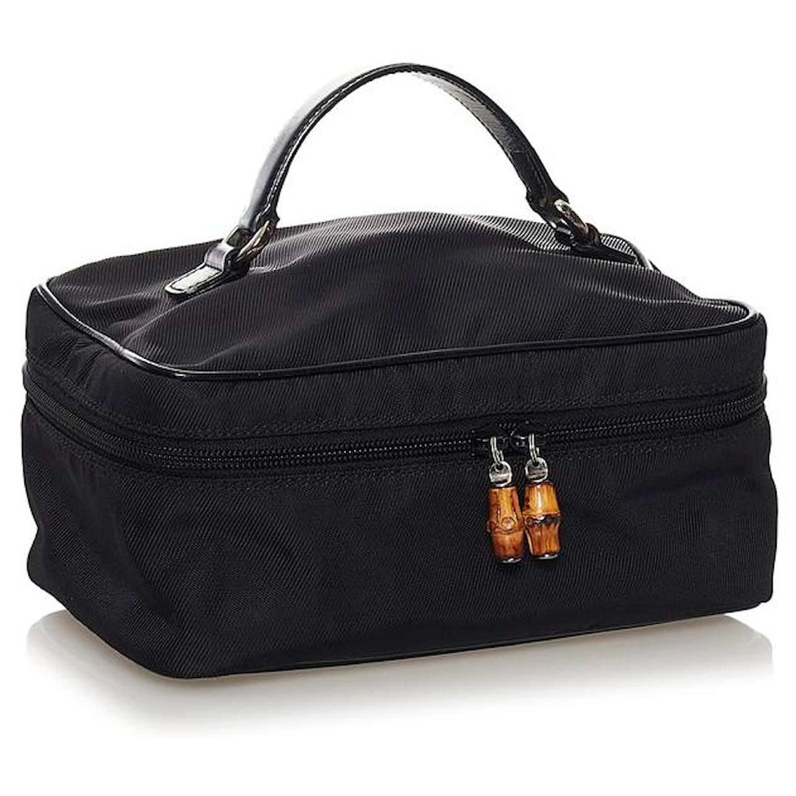 Gucci Nylon Bamboo Vanity Case 032 1956 Black Cloth ref.733574 Joli